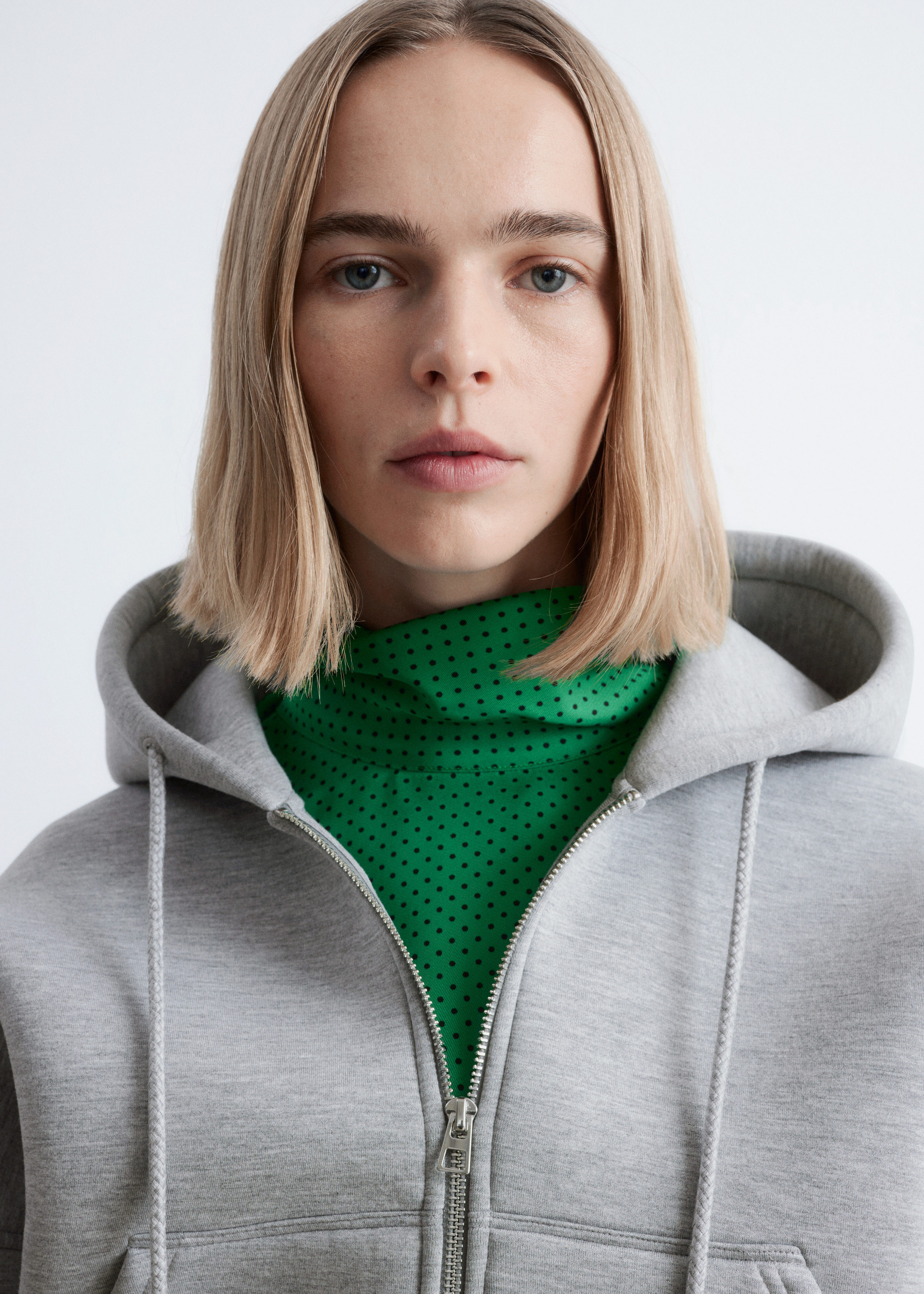 & Other Stories CROPPED SCUBA ZIP-UP HOODIE