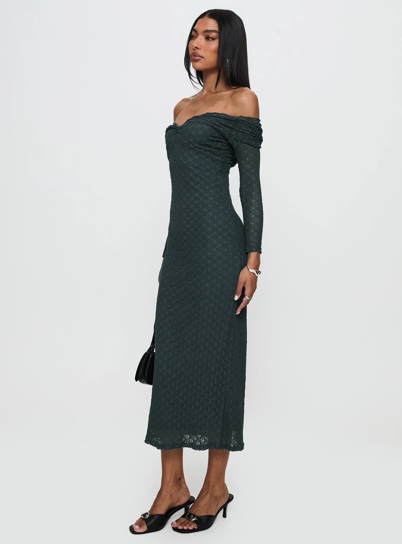 Elexis Off The Shoulder Maxi Dress Blue