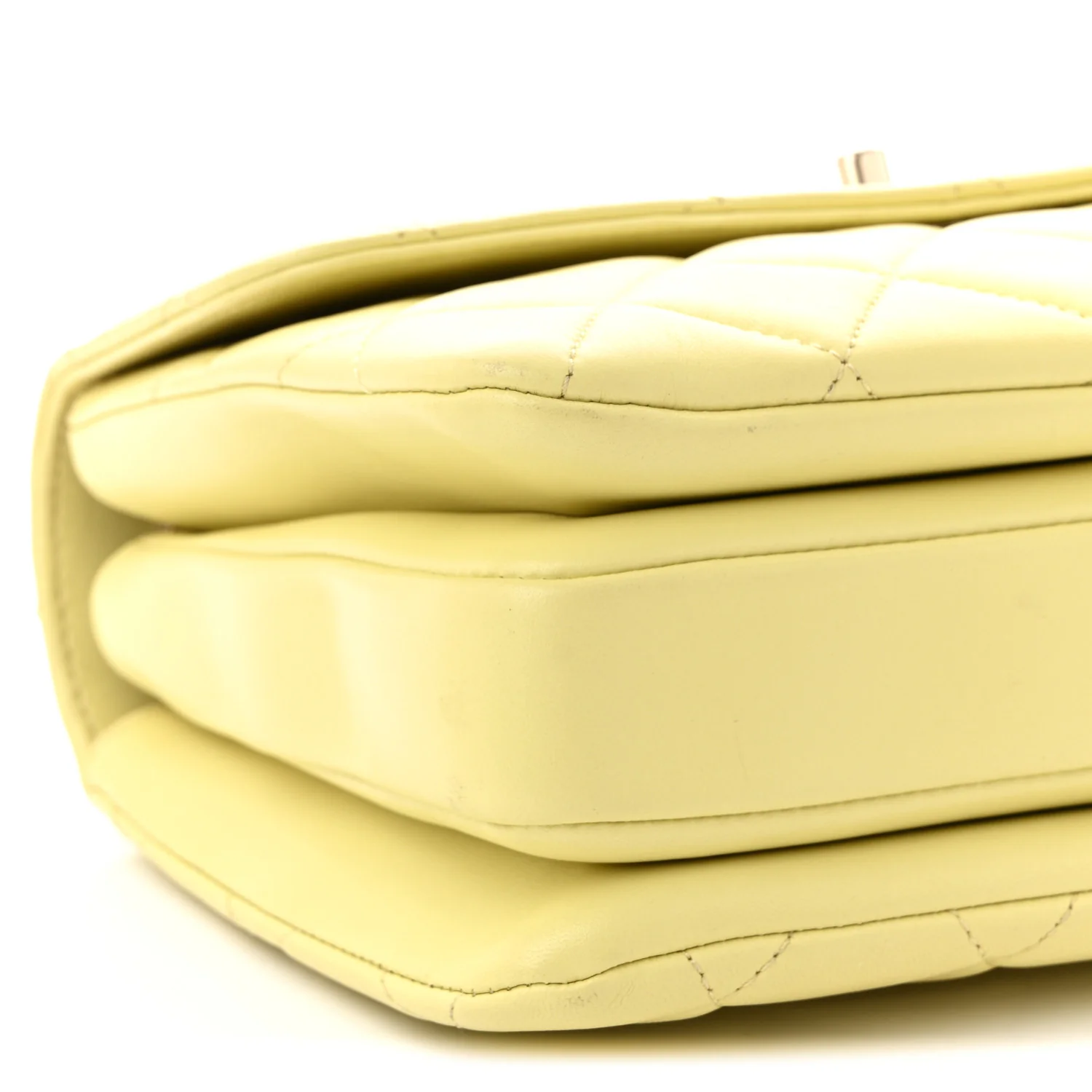 Lambskin Quilted Small Trendy CC Flap Dual Handle Bag Yellow - Top Club