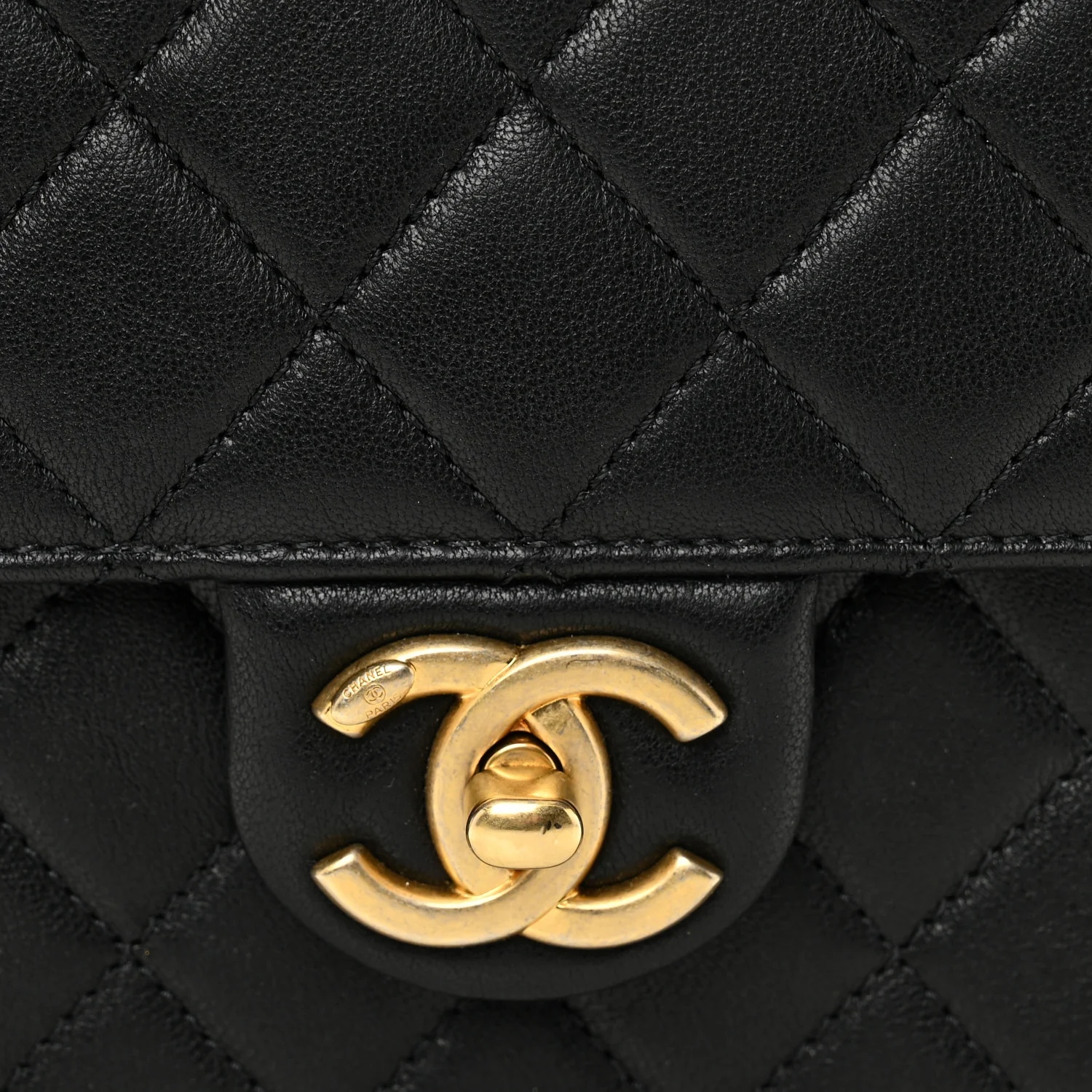Goatskin Quilted Chic Pearls Flap Black - Top Club