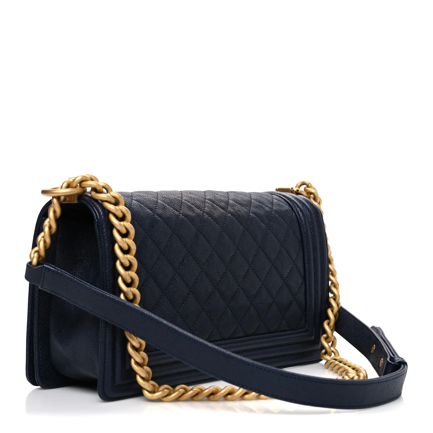Caviar Quilted Medium Boy Flap Navy - Top Club