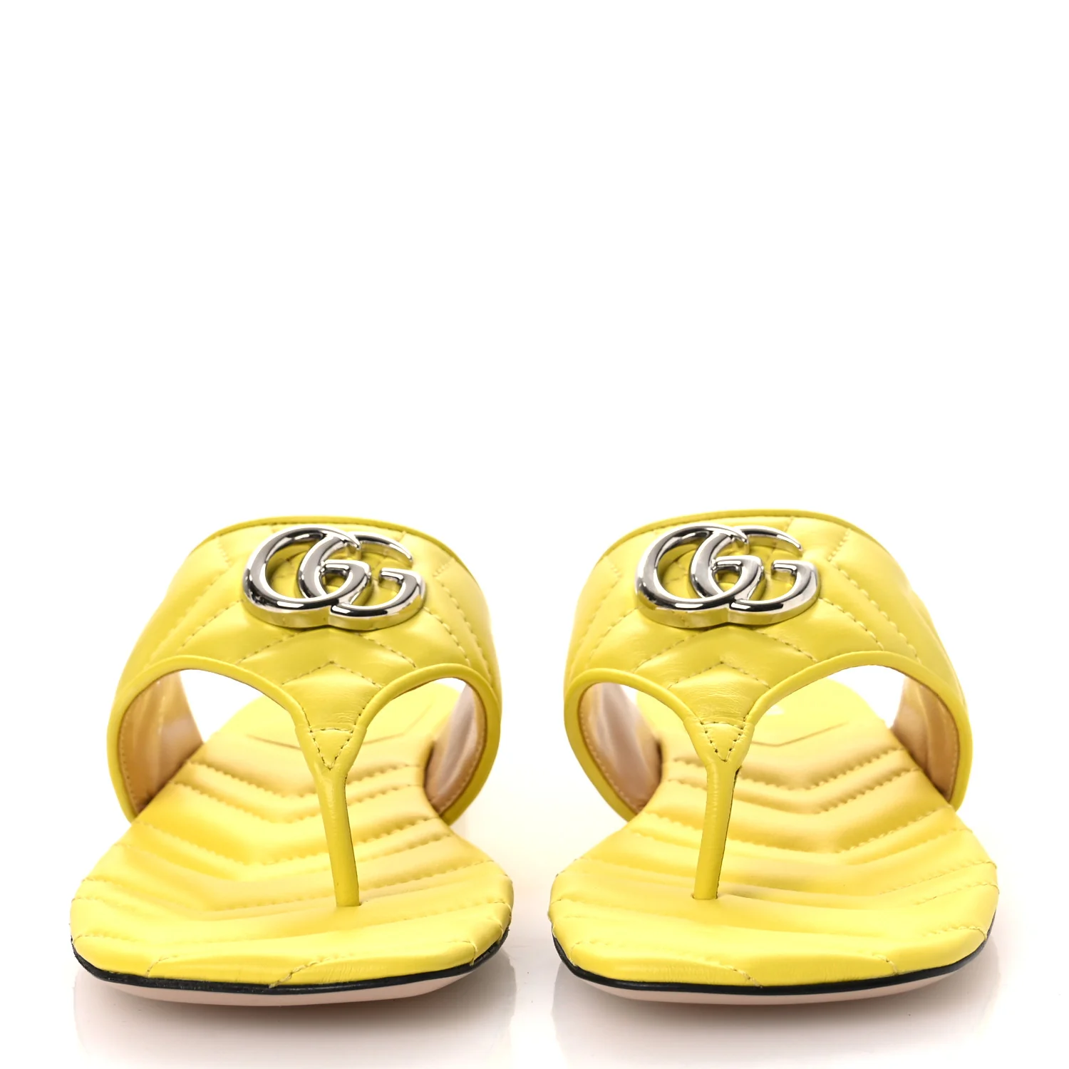 Nappa Charlotte Double G Marmont Thong Sandals 37.5 Acid Lime - Top Club
