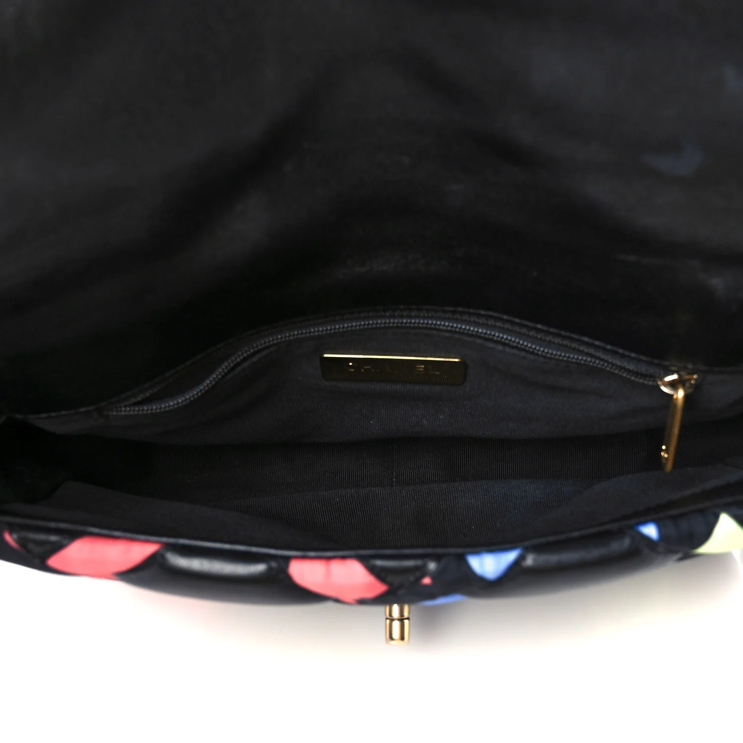 Lambskin Printed Fabric Medium Chanel 19 Flap Black Multicolor - Top Club