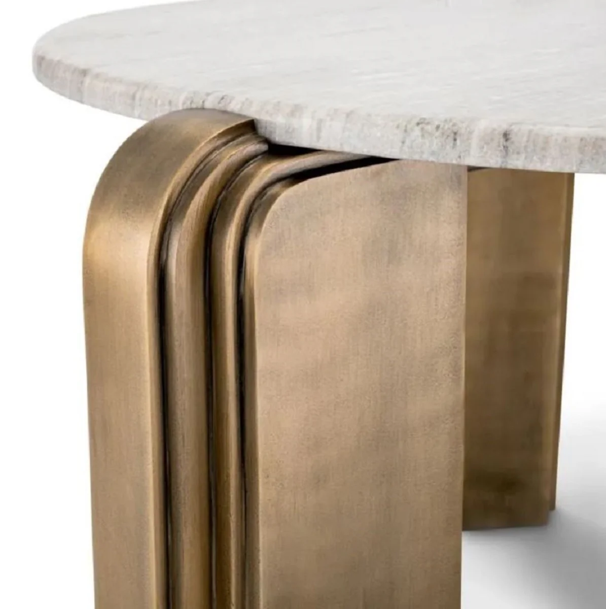 Luxury coffee table beige / antique brass Ø 99 x H. 46 cm