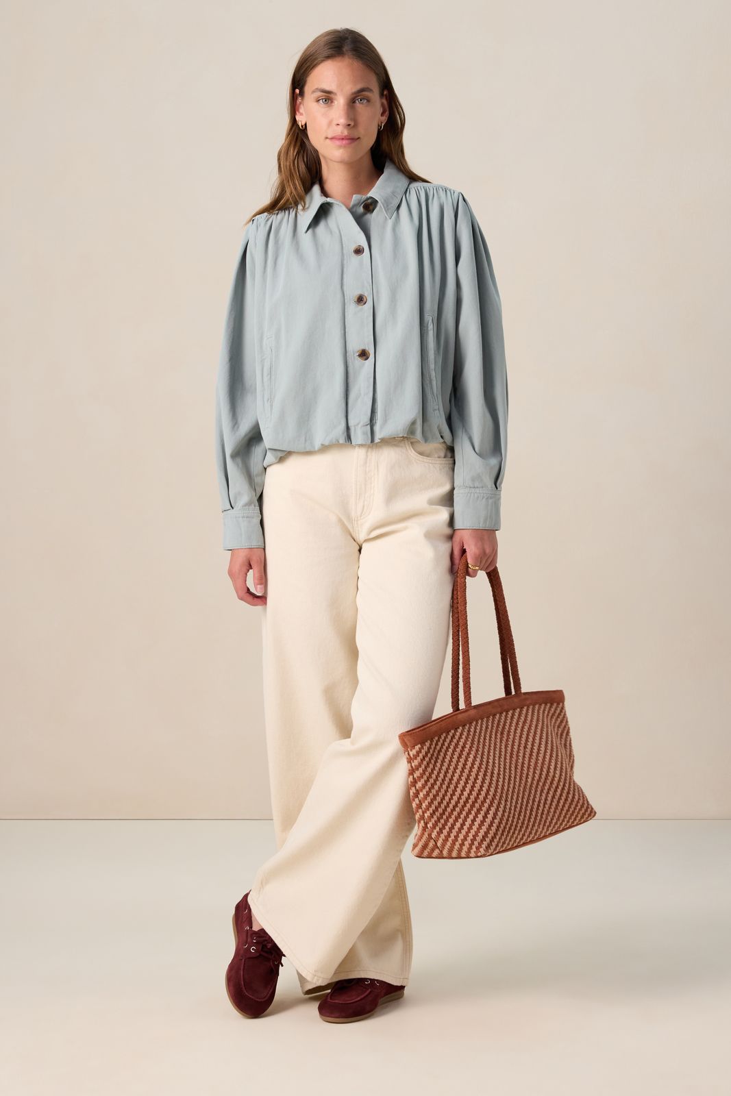 Blauw jack met ballonmouwen