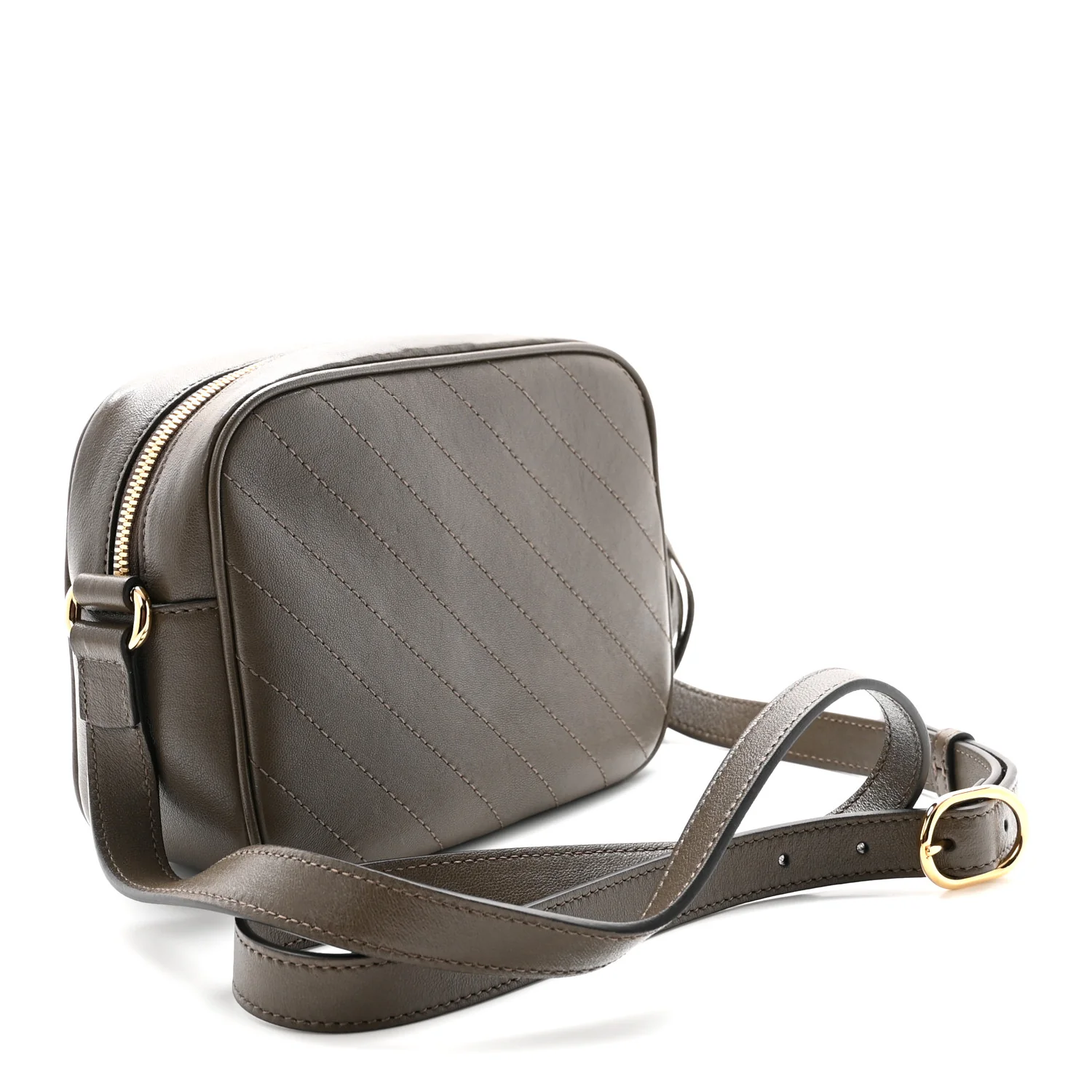 Sakai Be Green Calfskin Diagonal Stitched Small Blondie Shoulder Bag Craclet Brown - Top Club