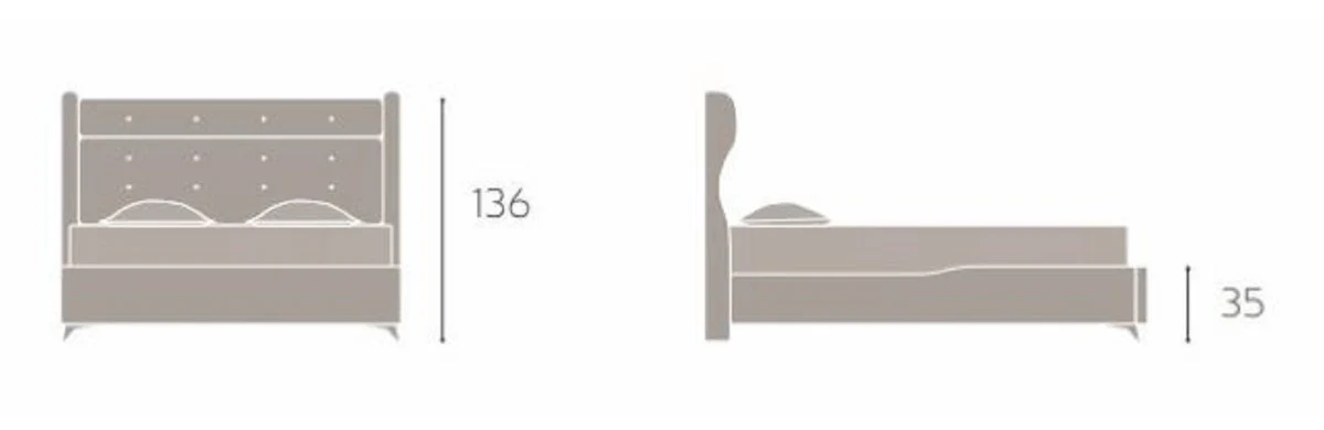 Luxury Double Bed Gray / Brown - Modern Solid Wood Bed - Modern Bedroom & Hotel Furniture - Luxury Collection