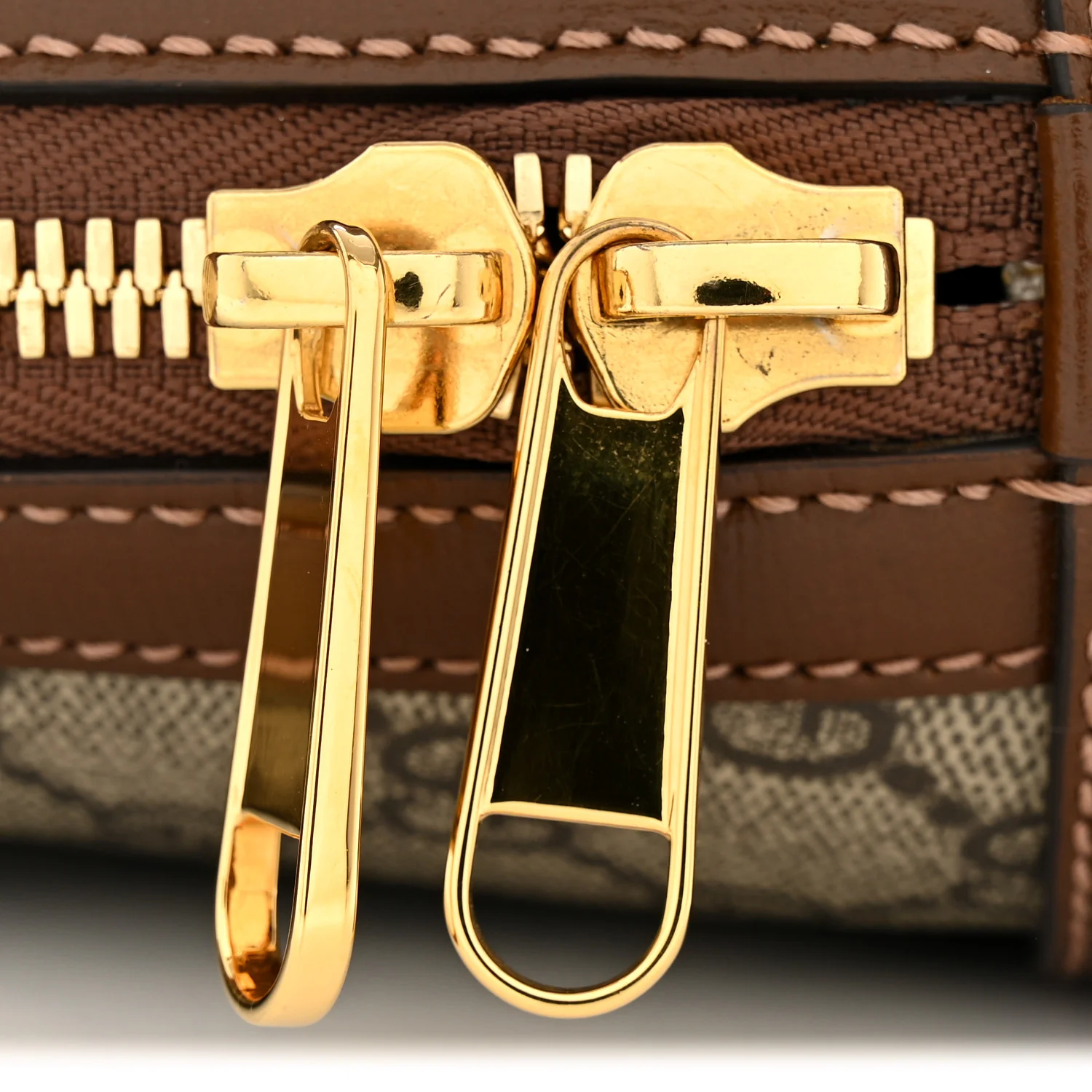 GG Supreme Monogram Azalea Calfskin Small Horsebit 1955 Top Handle Bag Beige Ebony Brown Sugar - Top Club