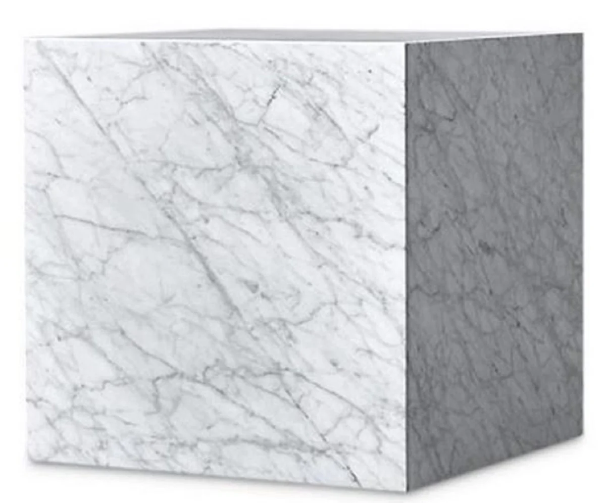 Luxury side table white 48 x 48 x H. 55 cm - Square living room table made of Carrara marble - Marble table - Luxury quality
