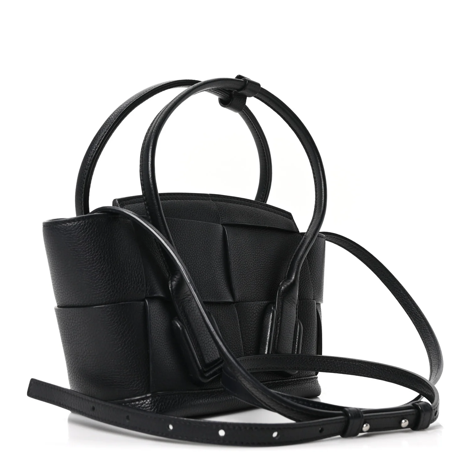 Grained Calfskin Mini Maxi Intrecciato Arco 33 Black - Top Club