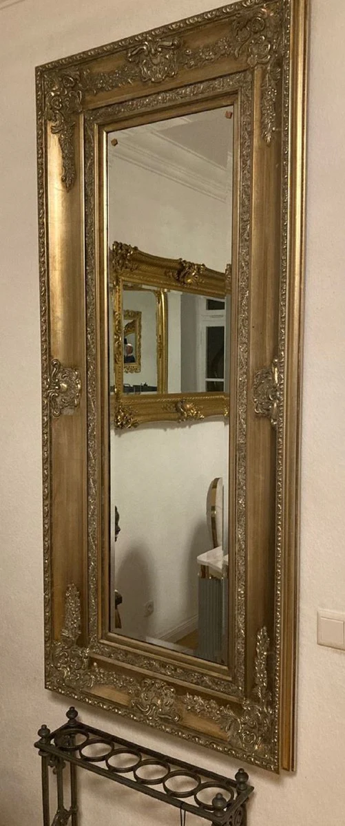 Baroque mirror gold - rectangular wall mirror with decorations - baroque style wall mirror - baroque wardrobe mirror - baroque furniture - furniture baroque style - noble & magnificent