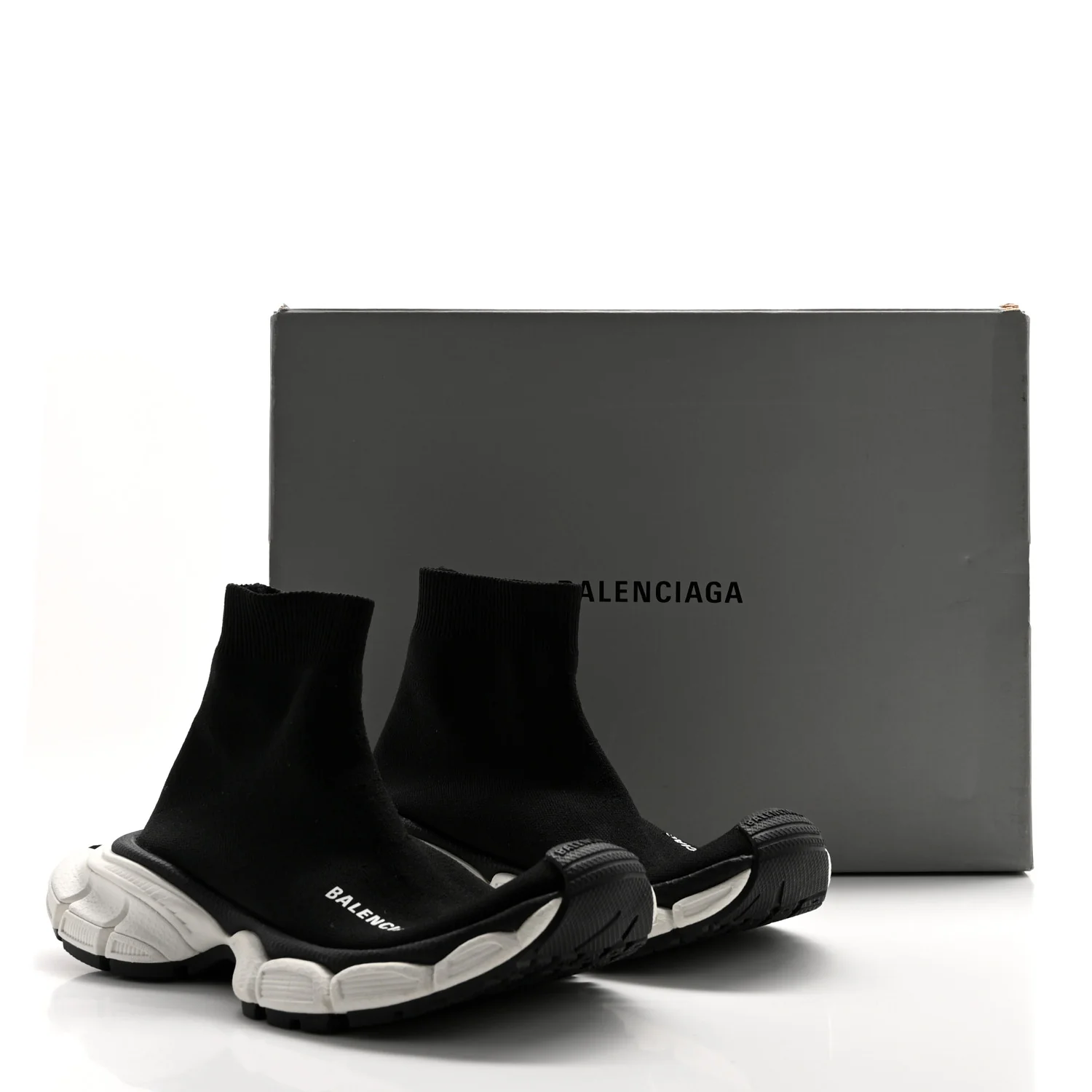Technical 3D Recycled Knit Womens 3XL Sock Sneakers 35 Black White - Top Club