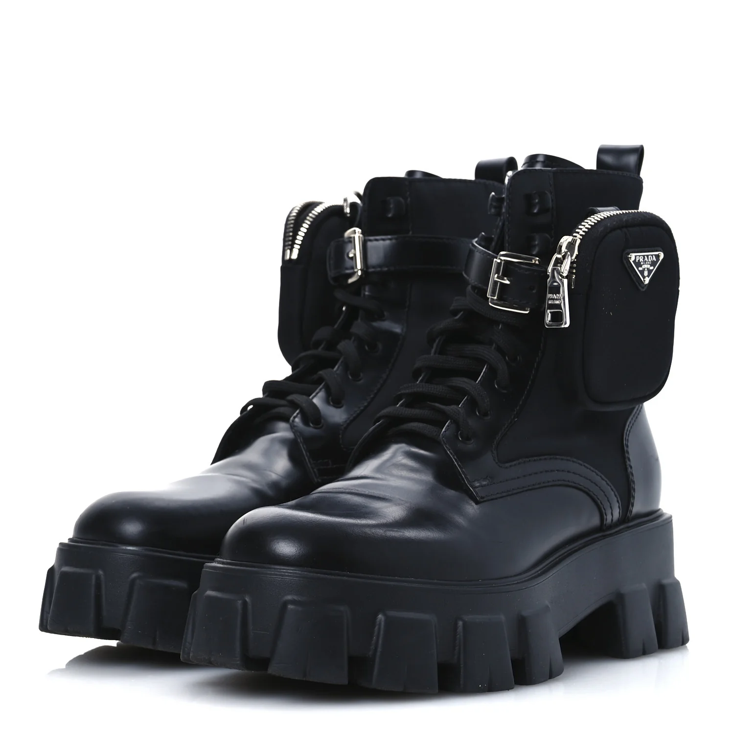 Spazzolato Rois Re-Nylon Metal Triangle Logo Monolith Pouch Pocket 55mm Boots 41 Black - Top Club