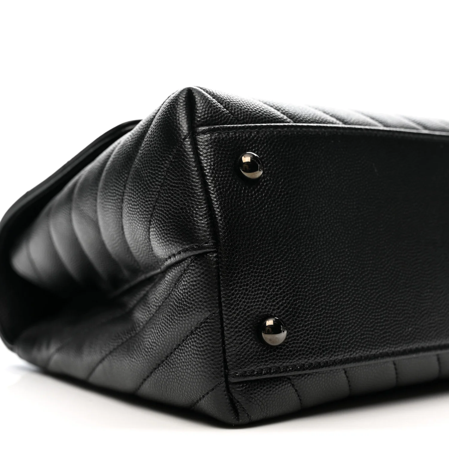 Caviar Chevron Quilted Small Coco Handle Flap So Black - Top Club