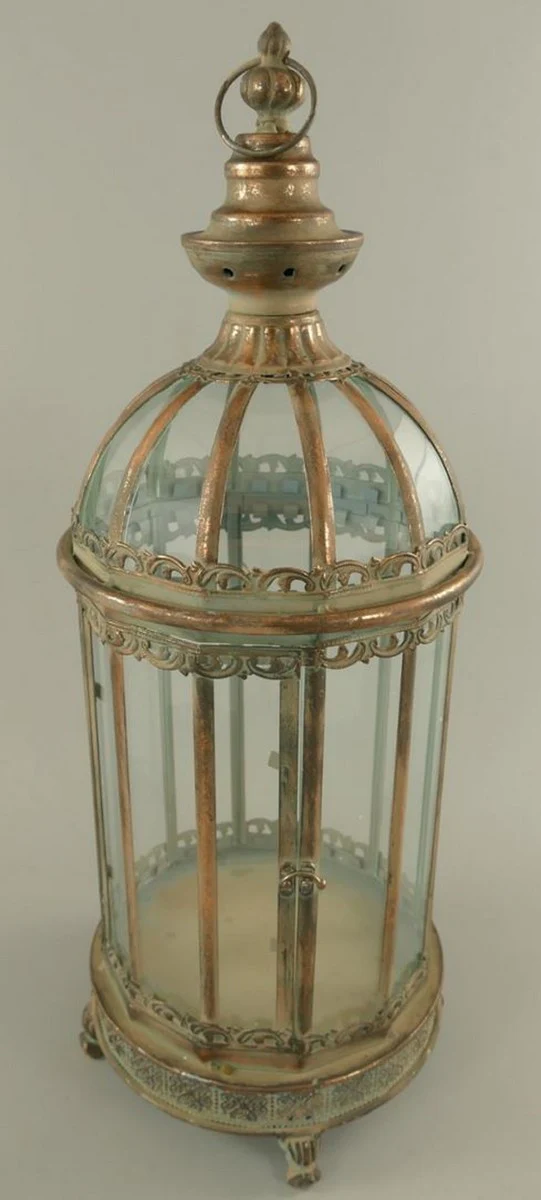 Art Nouveau lantern antique copper color H. 65 cm - metal table lantern with carrying handle - Baroque & Art Nouveau decorative accessories