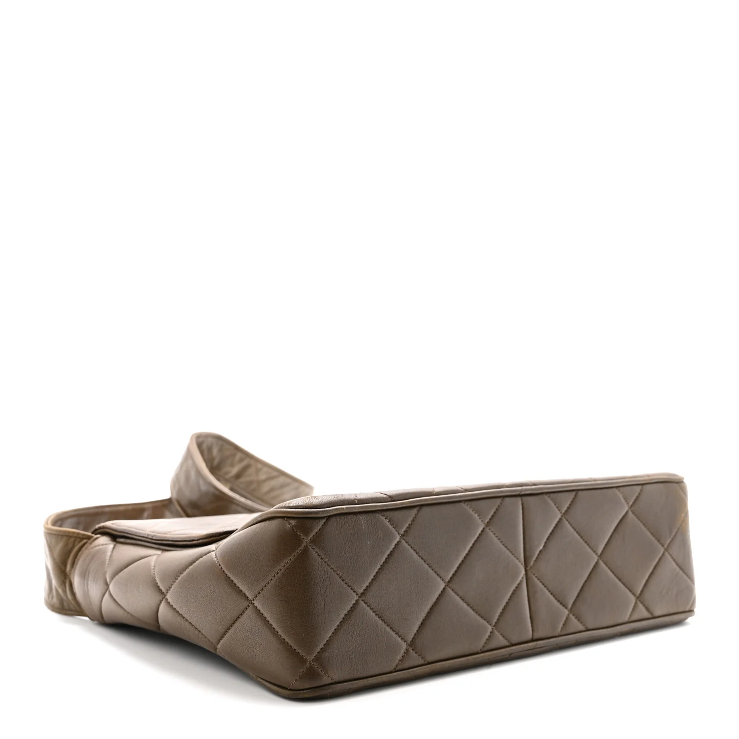 Lambskin Quilted CC Single Flap Shoulder Bag Brown - Top Club
