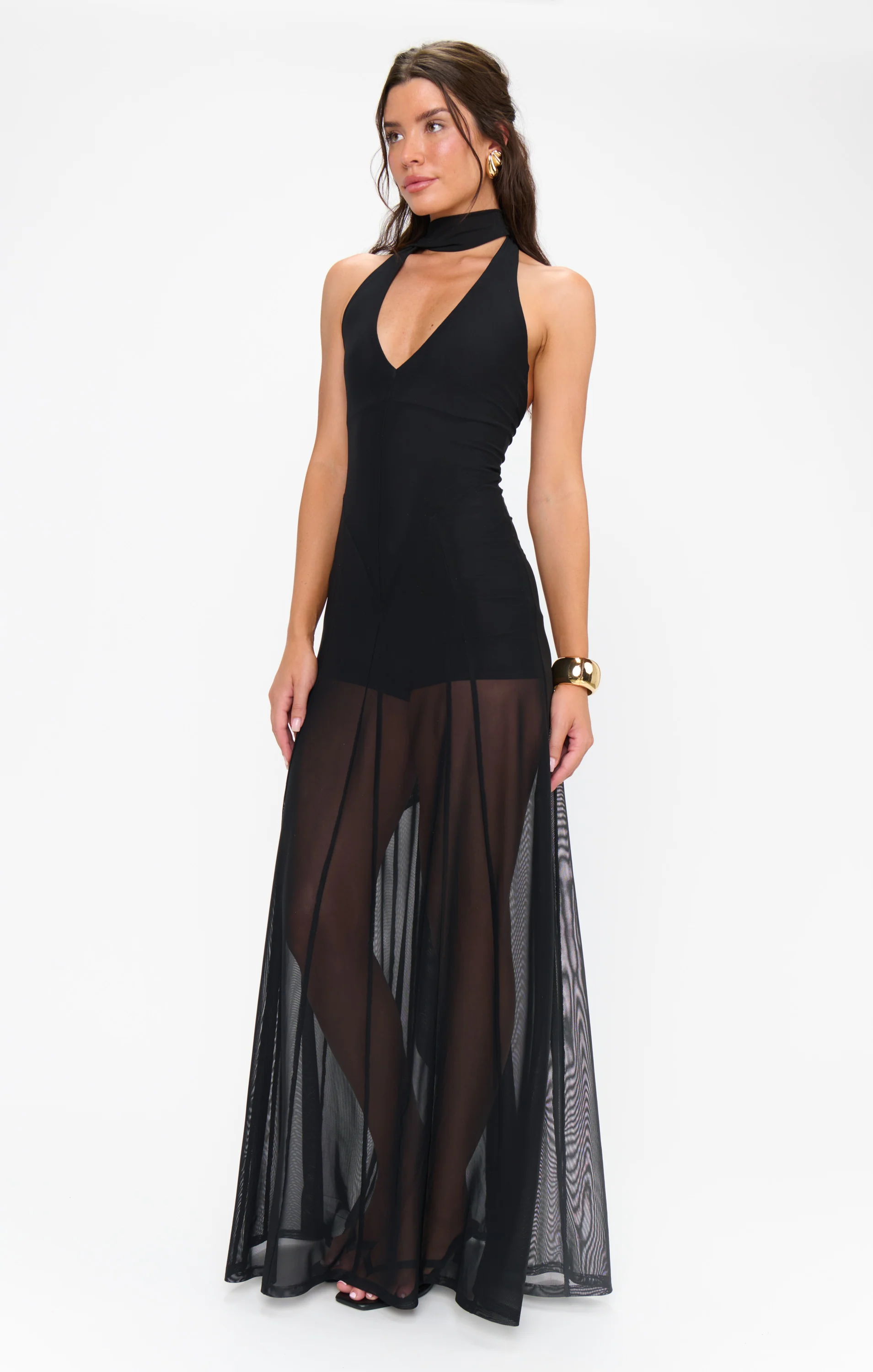 Katia Maxi Dress ~ Black Mesh