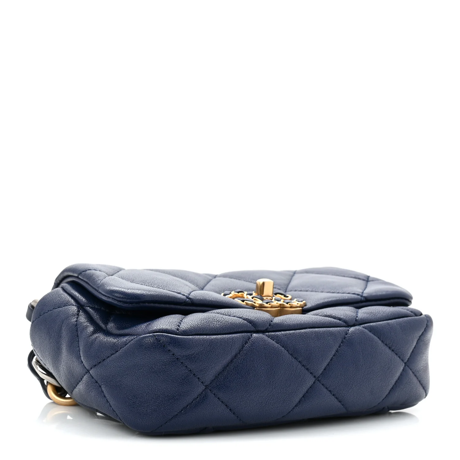 Goatskin Quilted Chanel 19 Waist Bag Dark Blue - Top Club