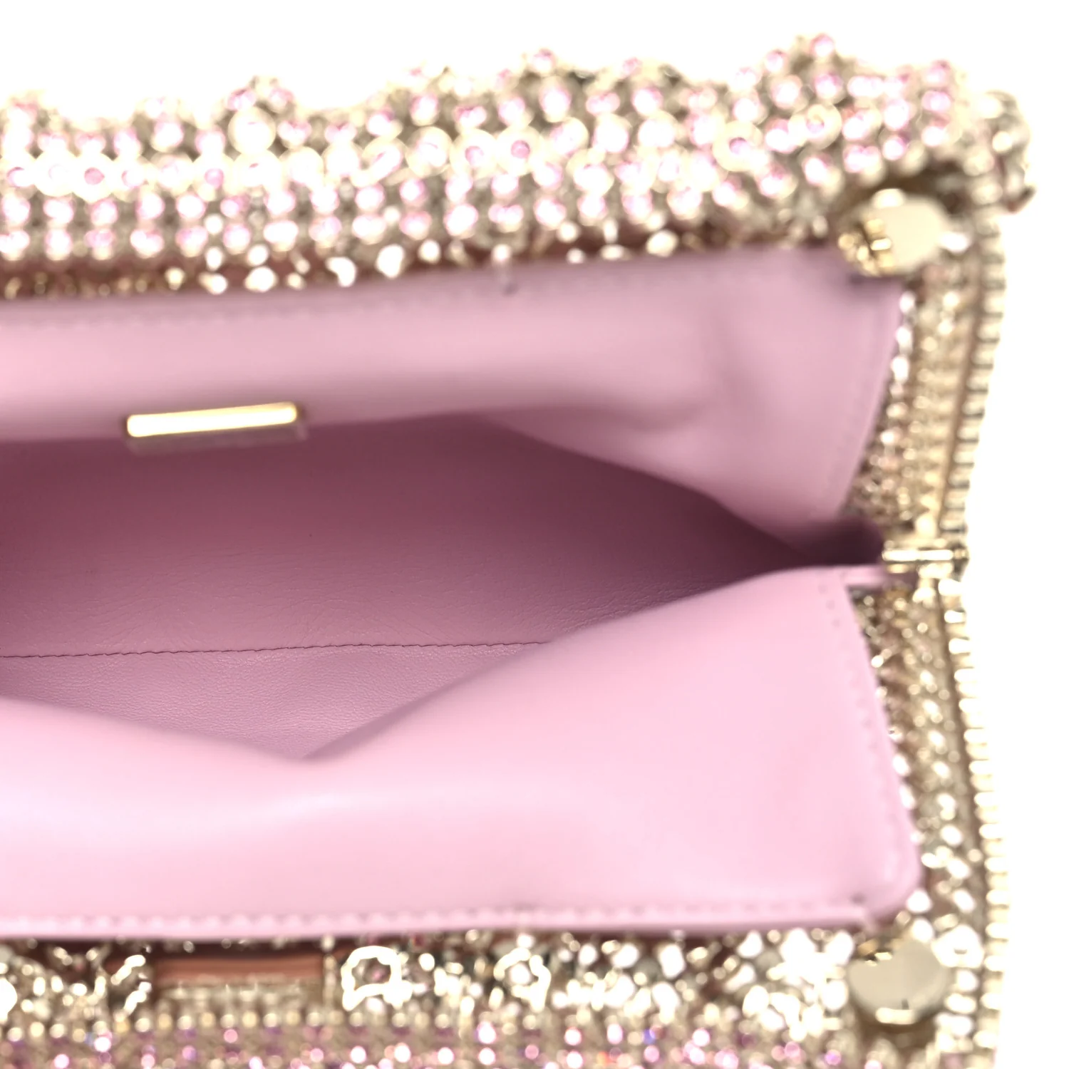 Crystal Embellished Metallic Lambskin Mini Chanel 22 Light Pink - Top Club