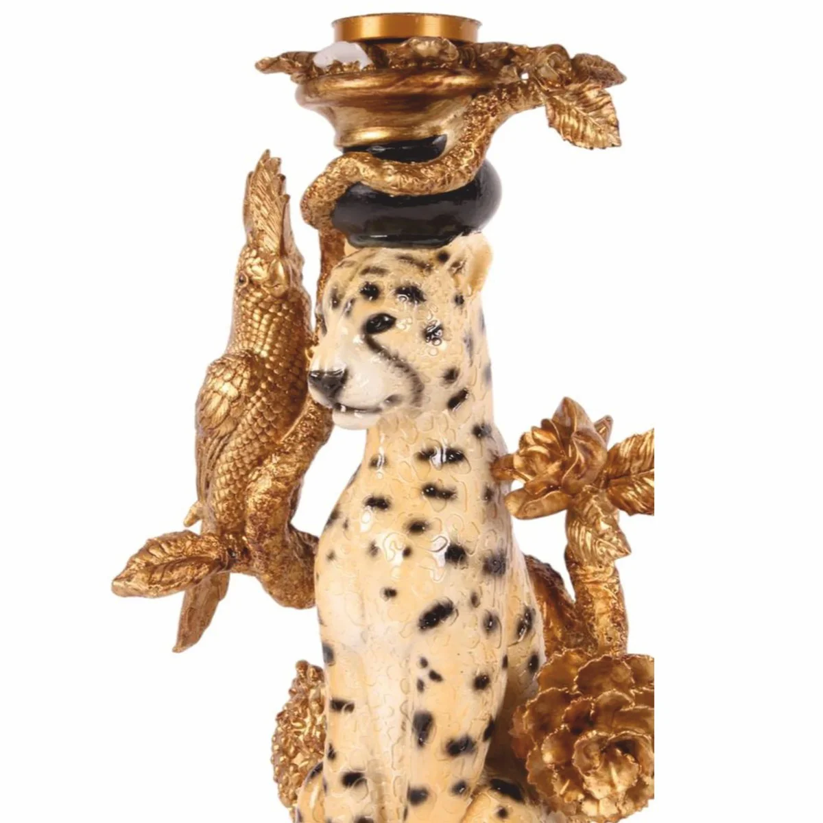 Baroque side table Leopard with glass top H. 51.5 cm - Baroque furniture