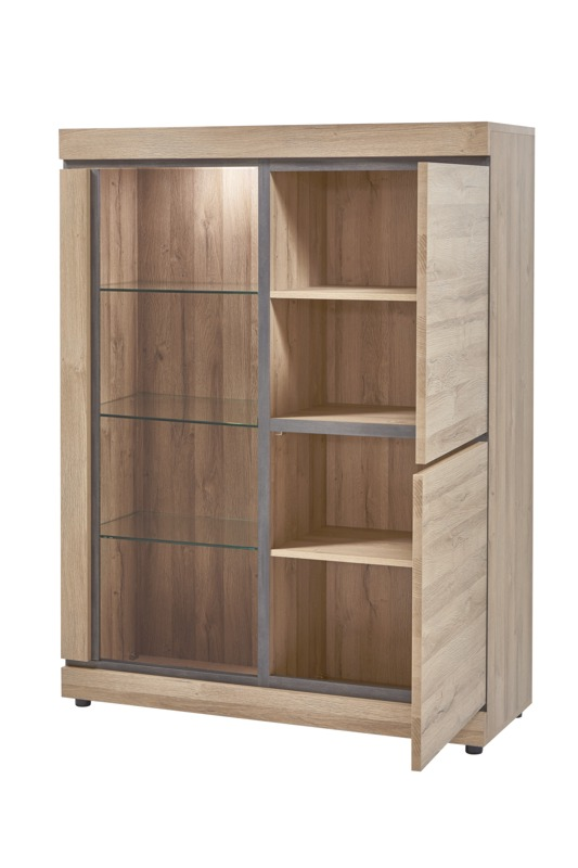 Wandkast Talenso - Met vitrine en verlichting 130 x 171 x 59 cm