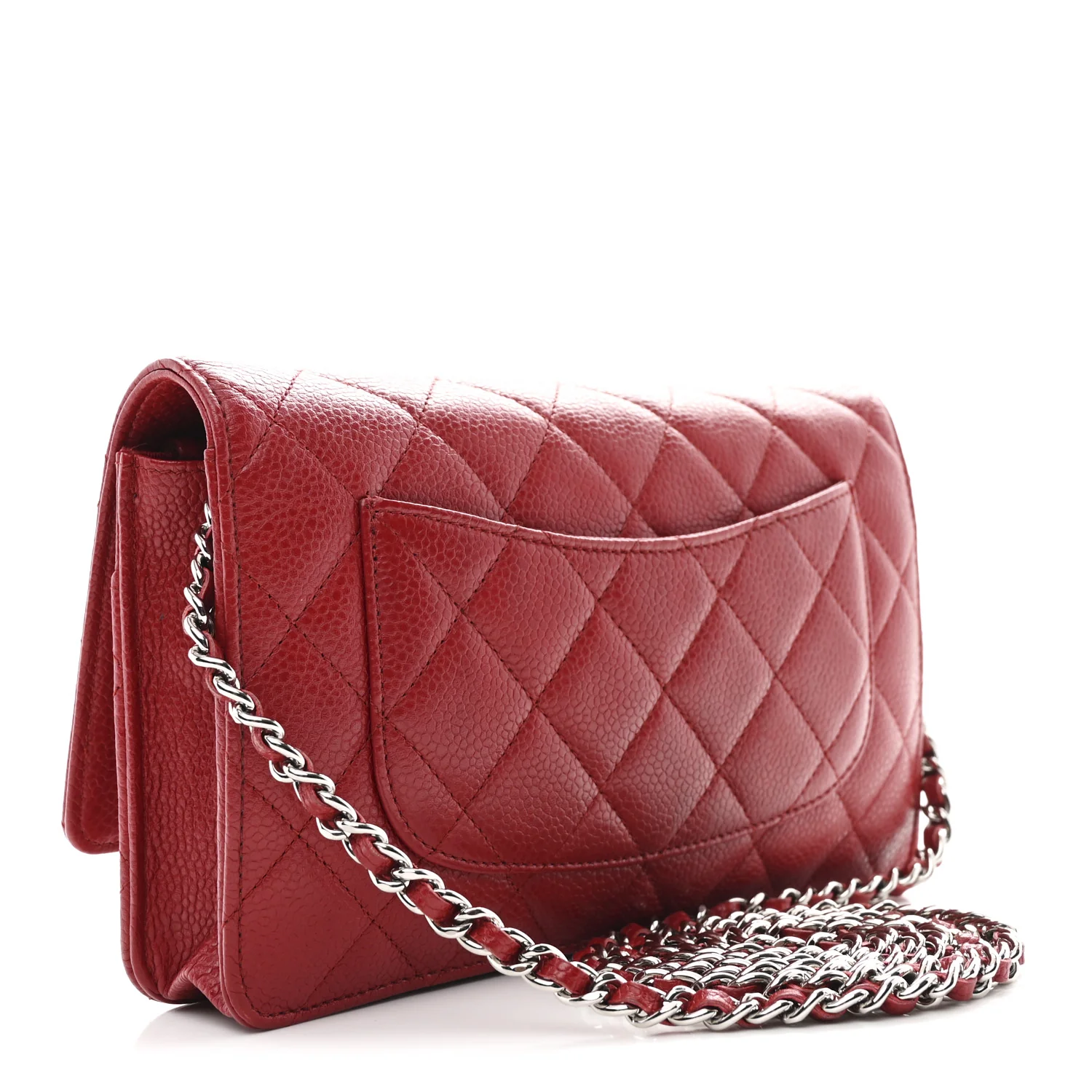 Caviar Quilted Wallet on Chain WOC Red - Top Club