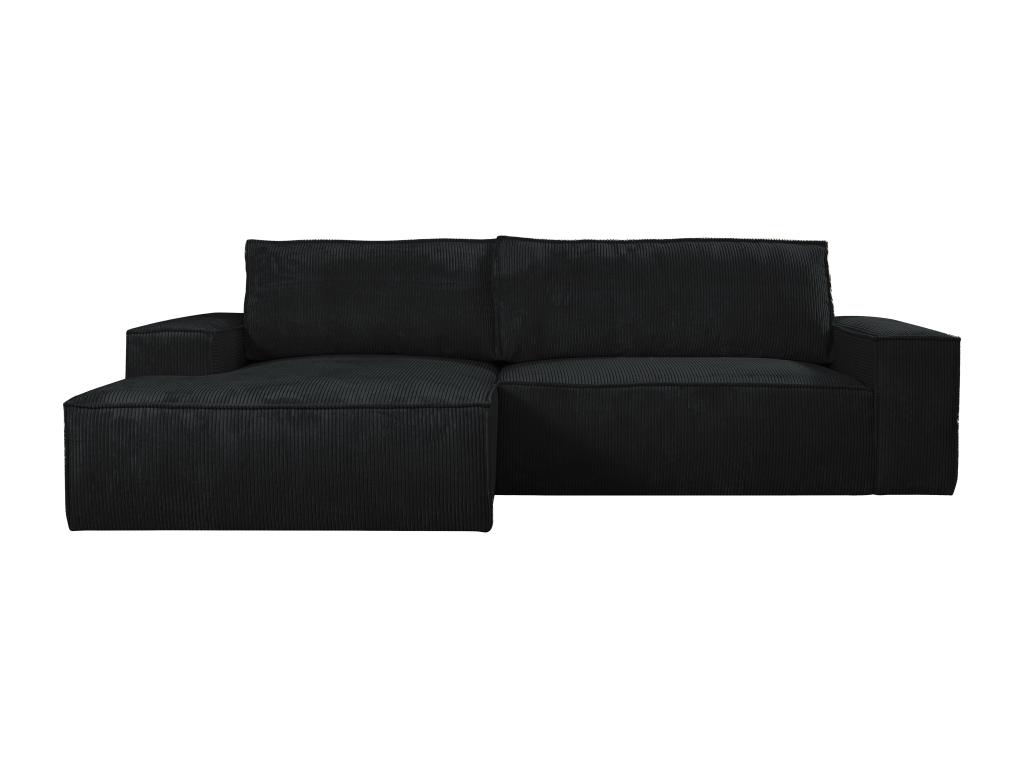 Sofá rinconera izquierdo de terciopelo de algodón negro AMELIA