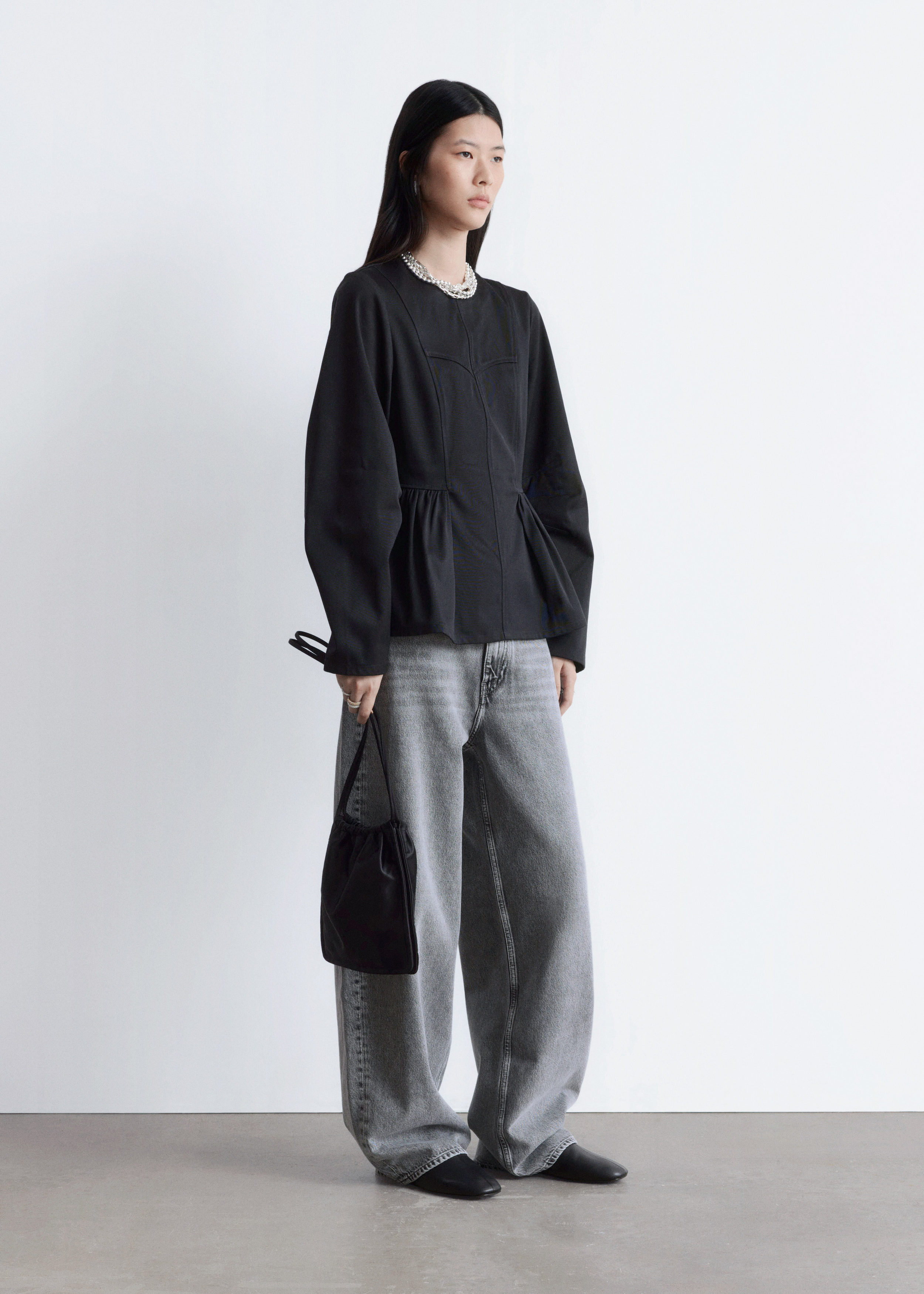 & Other Stories COTTON PEPLUM TOP