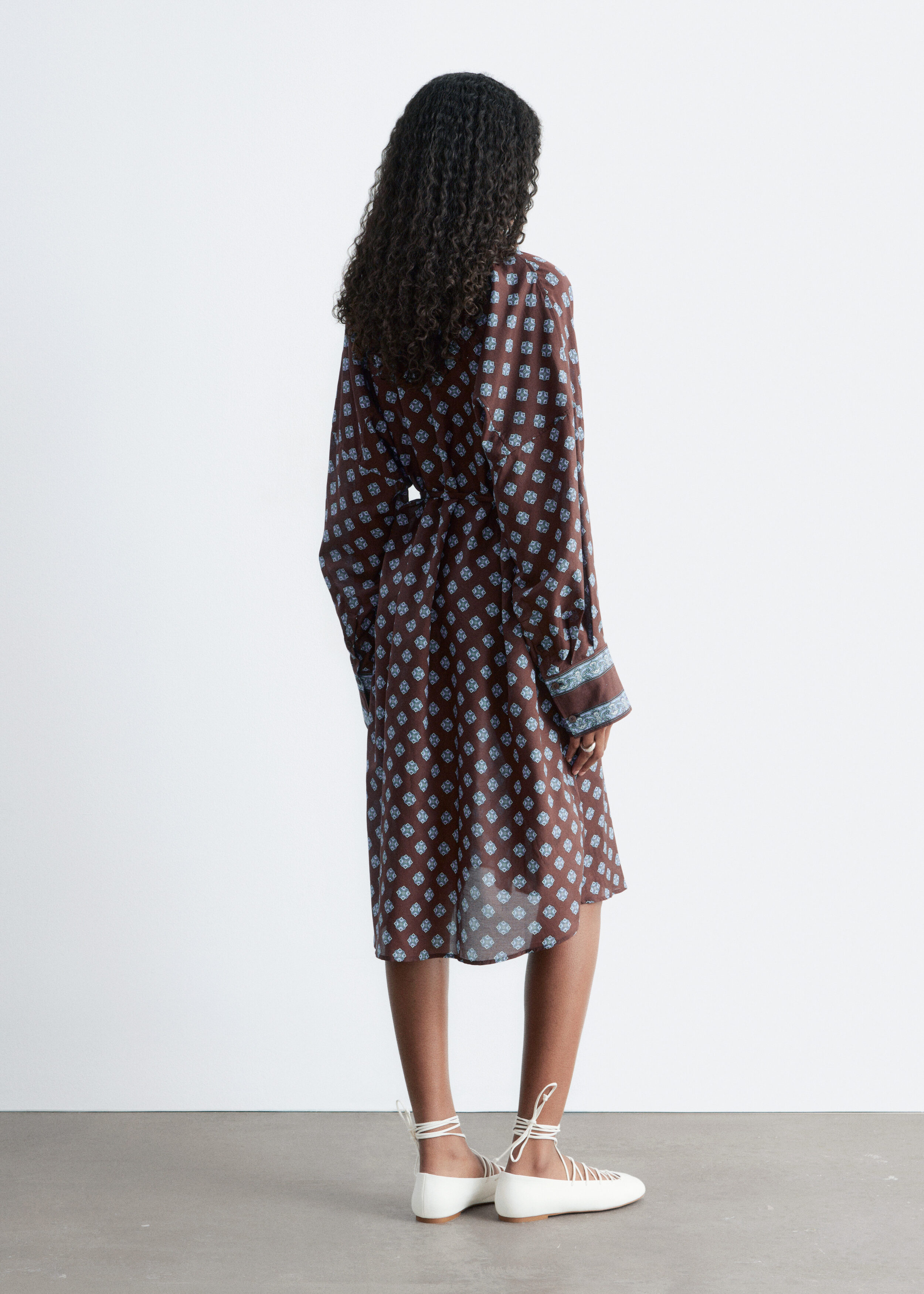 & Other Stories PRINTED SILK-COTTON MIDI DRESS