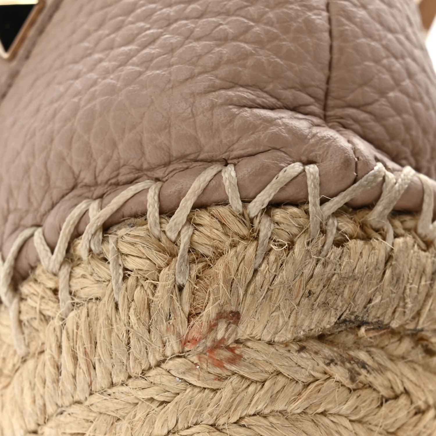 Grained Calfskin Rockstud Ankle Strap Espadrille 15/105mm Wedge Sandals 35 Rose Quartz Natural - Top Club