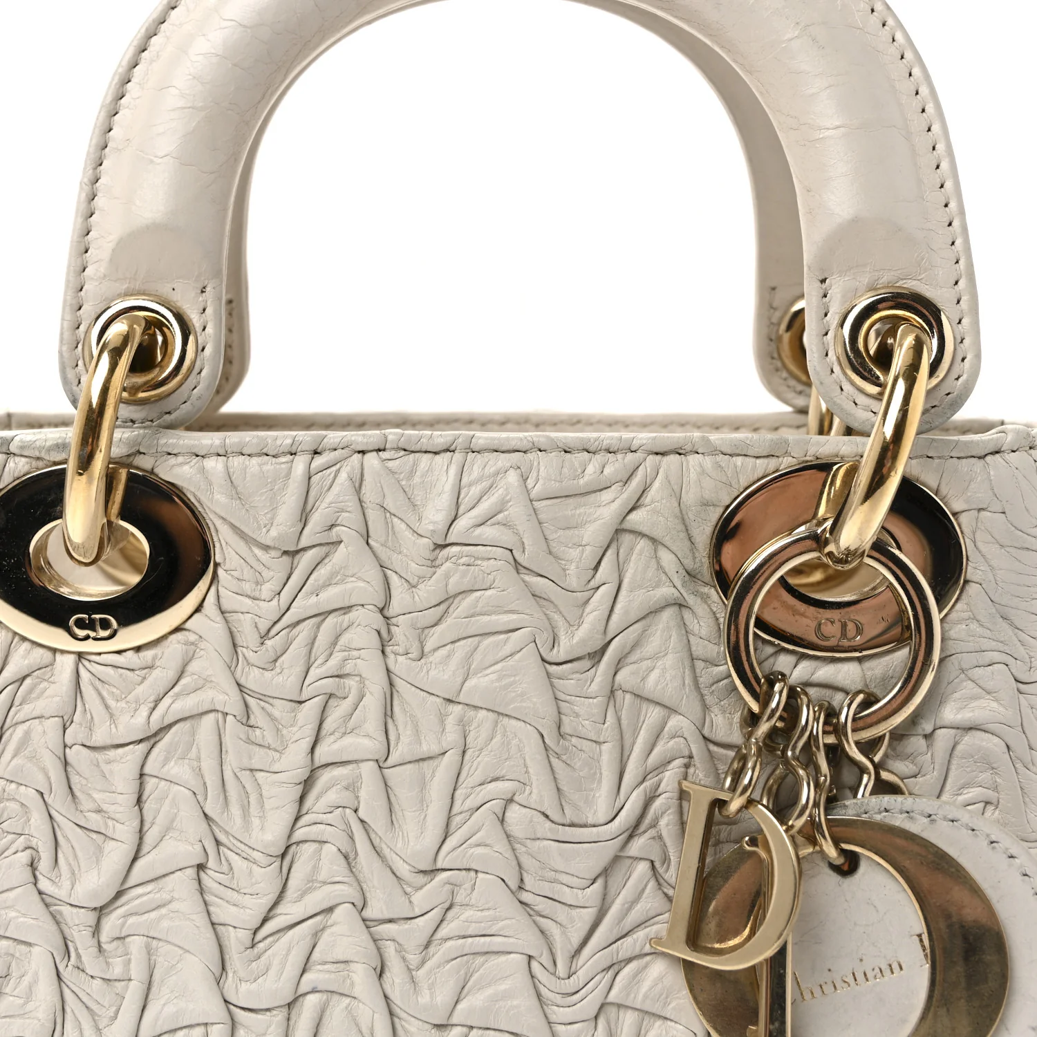 Lambskin Gathered Mini Lady Dior White - Top Club