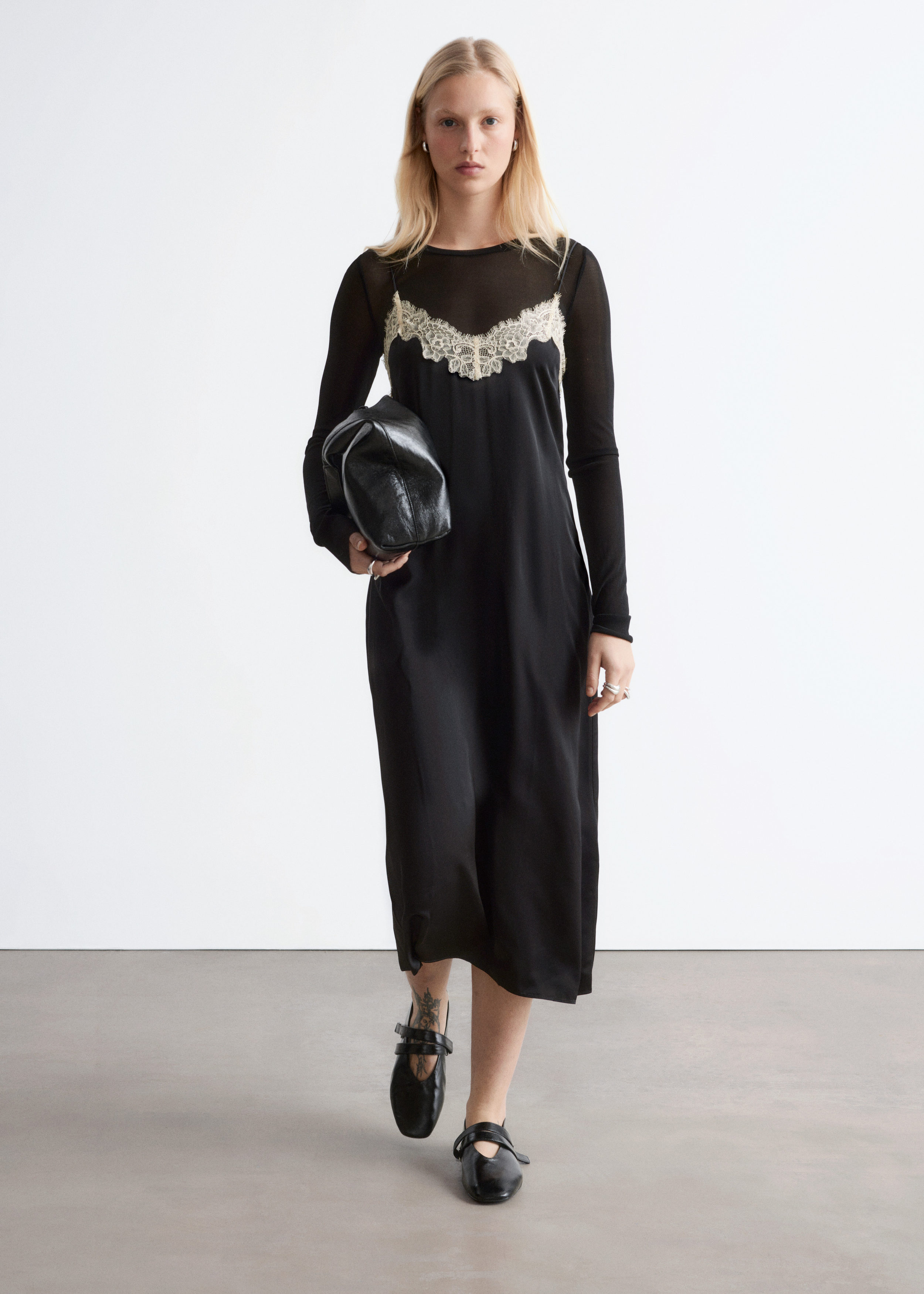 & Other Stories SATIN SLIP MIDI DRESS
