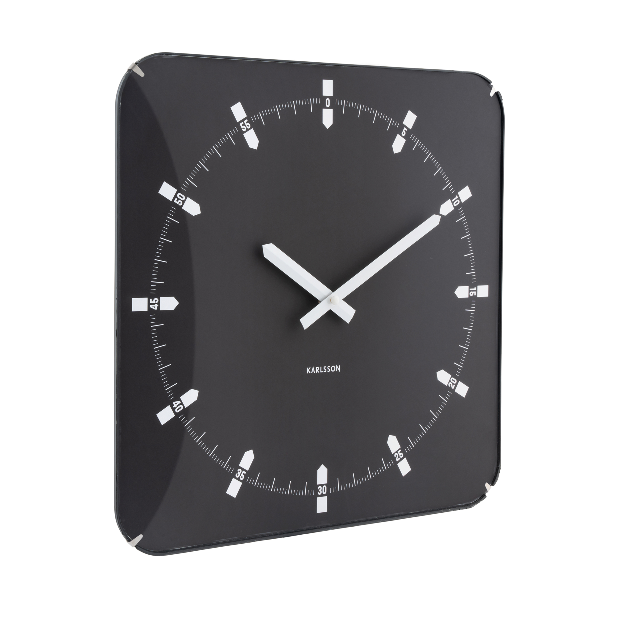 Wandklok Sucinto Dome Square Zwart