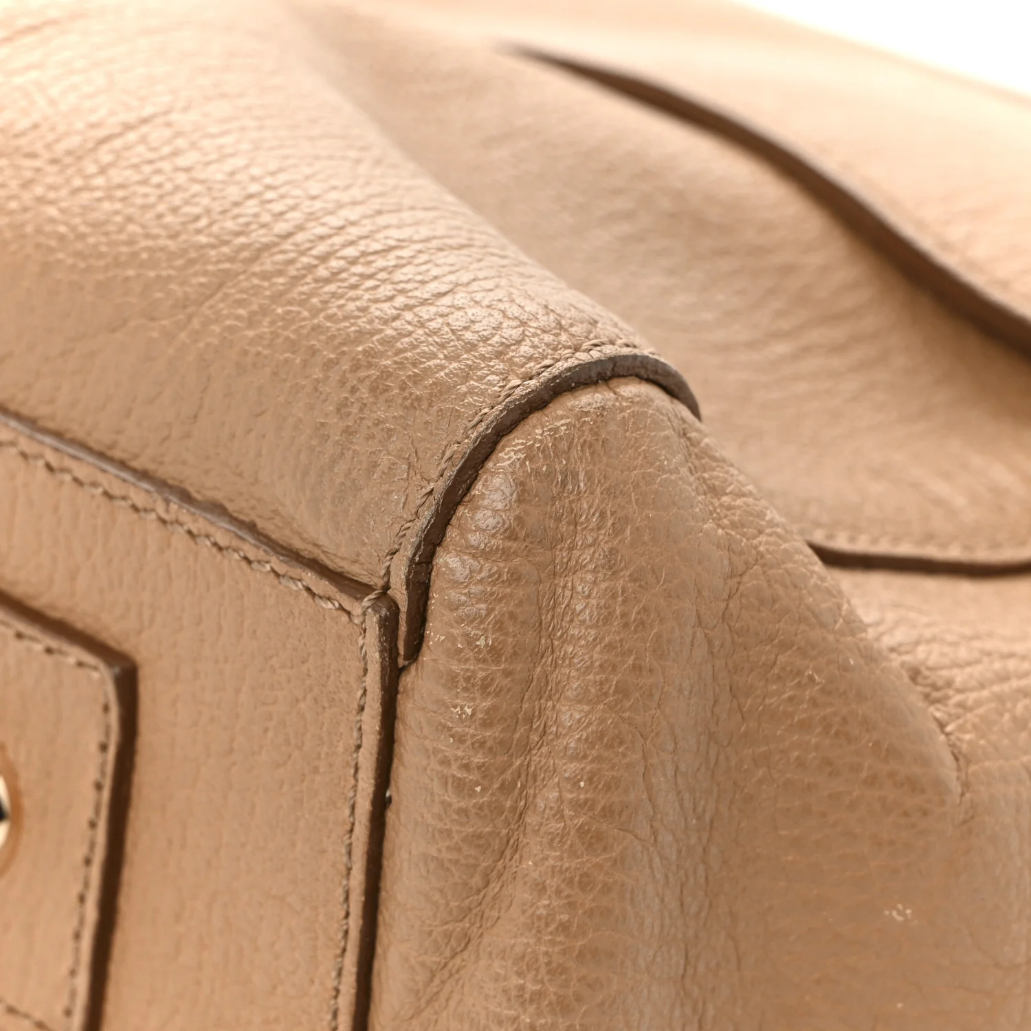 Glossy Goatskin Medium Del Rey Satchel Fudge - Top Club