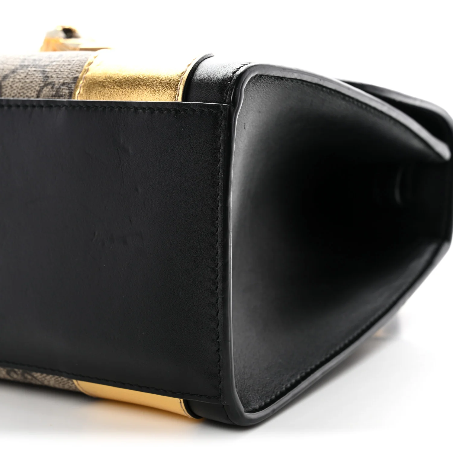 GG Supreme Monogram Small Osiride Top Handle Bag Black Gold - Top Club