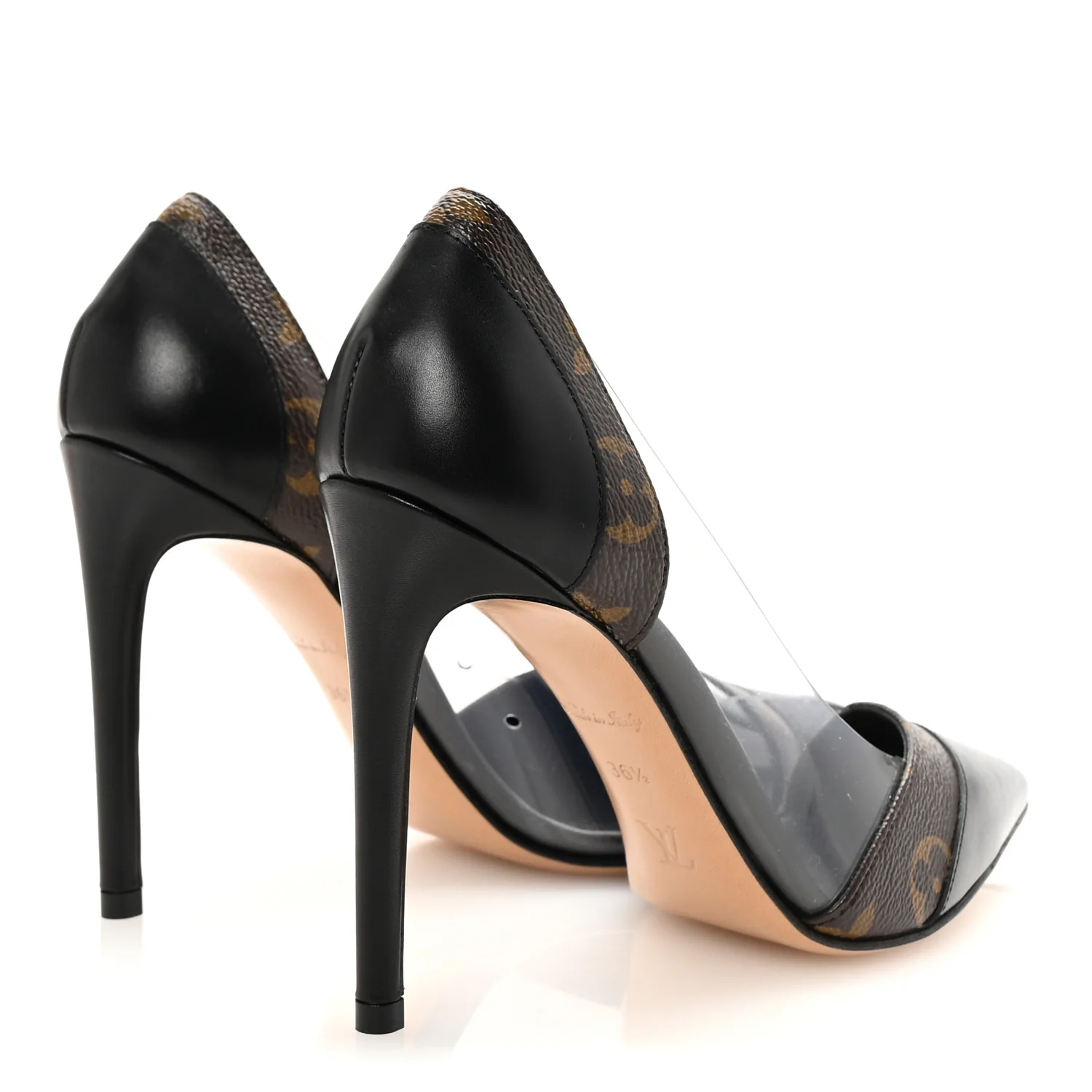 Monogram PVC Call Back Pumps 36.5 Black - Top Club