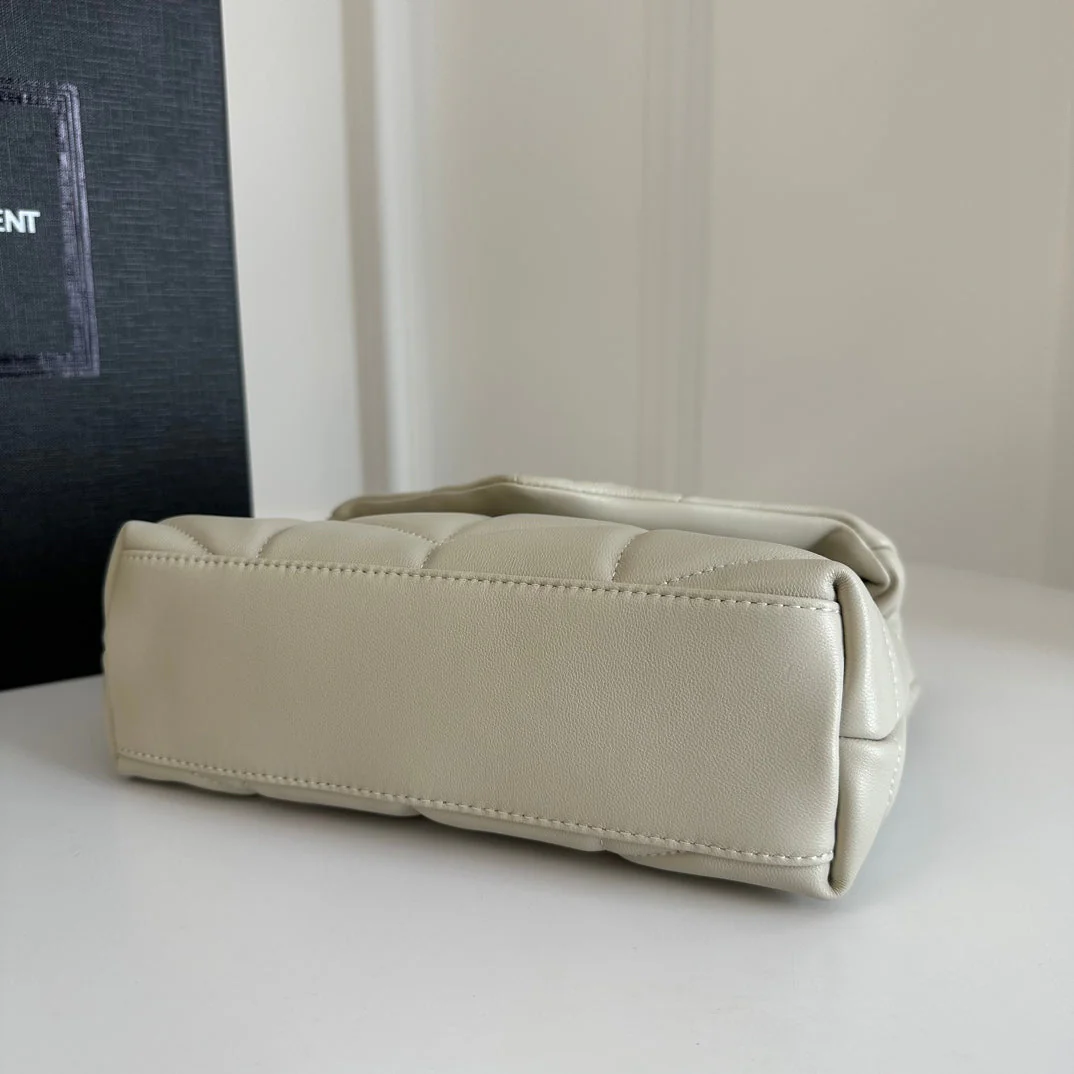 YSL  Loulou Puffer Toy Bag In Quilted Lambskin White Size 23x15.5x8.5 - Top Club
