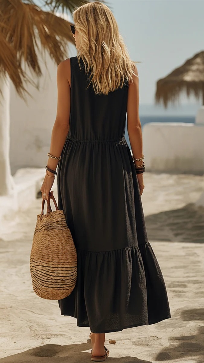 Women's Casual Retro V-Neck Dress with Pockets - Nordfashionstorm - Women's Clothing, Fashion for You - Nordfashionstorm.com