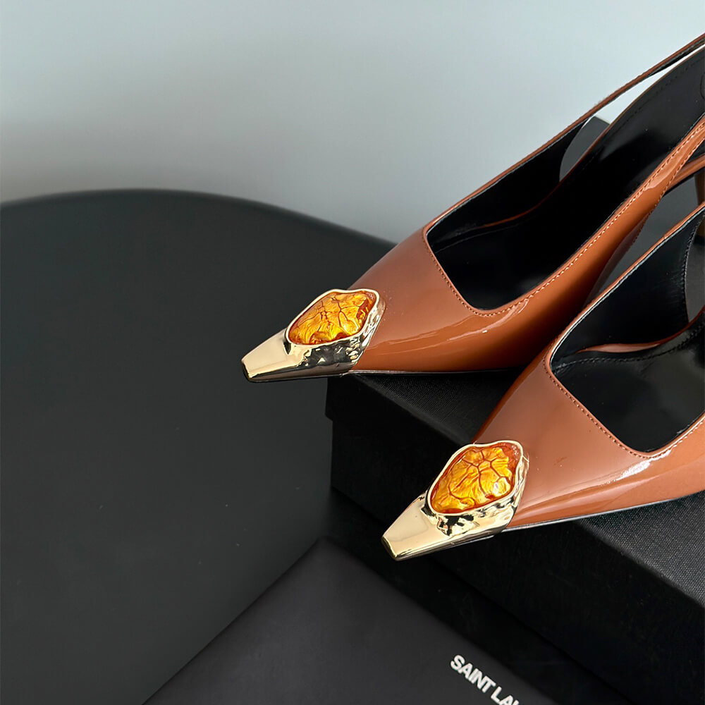 YSL Loulou Slingback Pumps in Patent Leather - Top Club