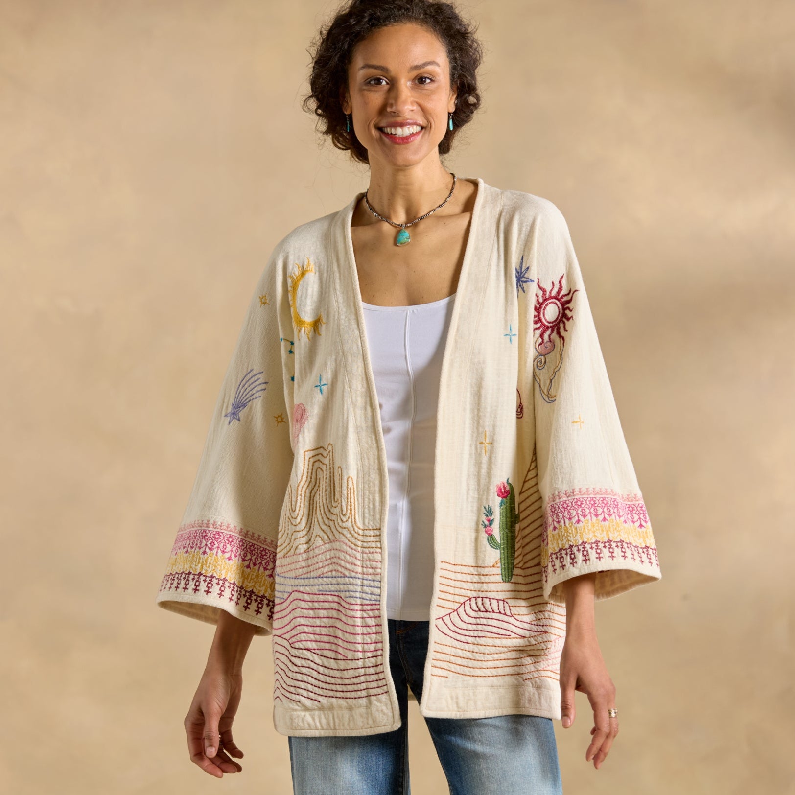 Saguaro Embroidered Kimono - Sundance Living