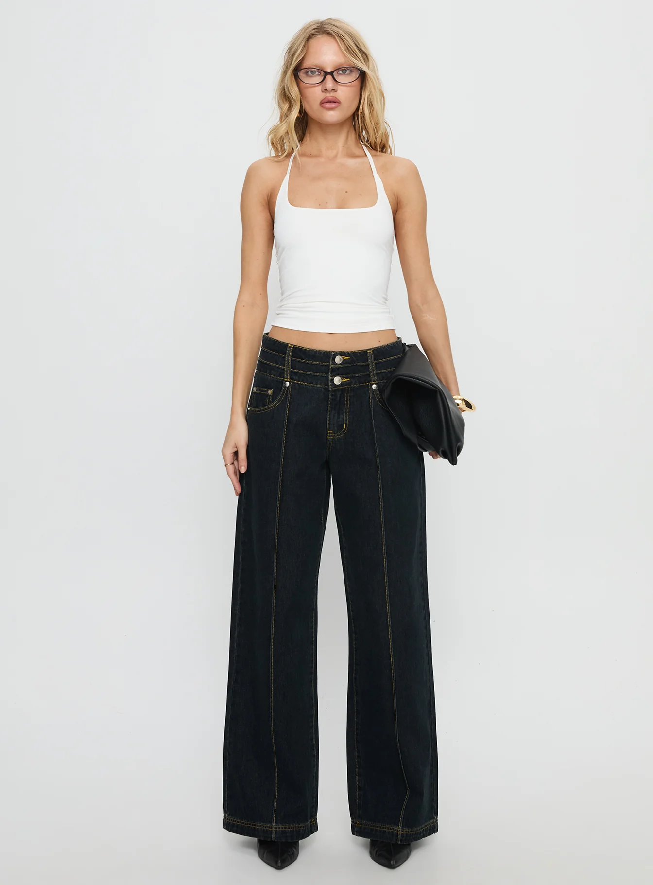 Hannalee Low Rise Wide Leg Jeans Grunge Wash