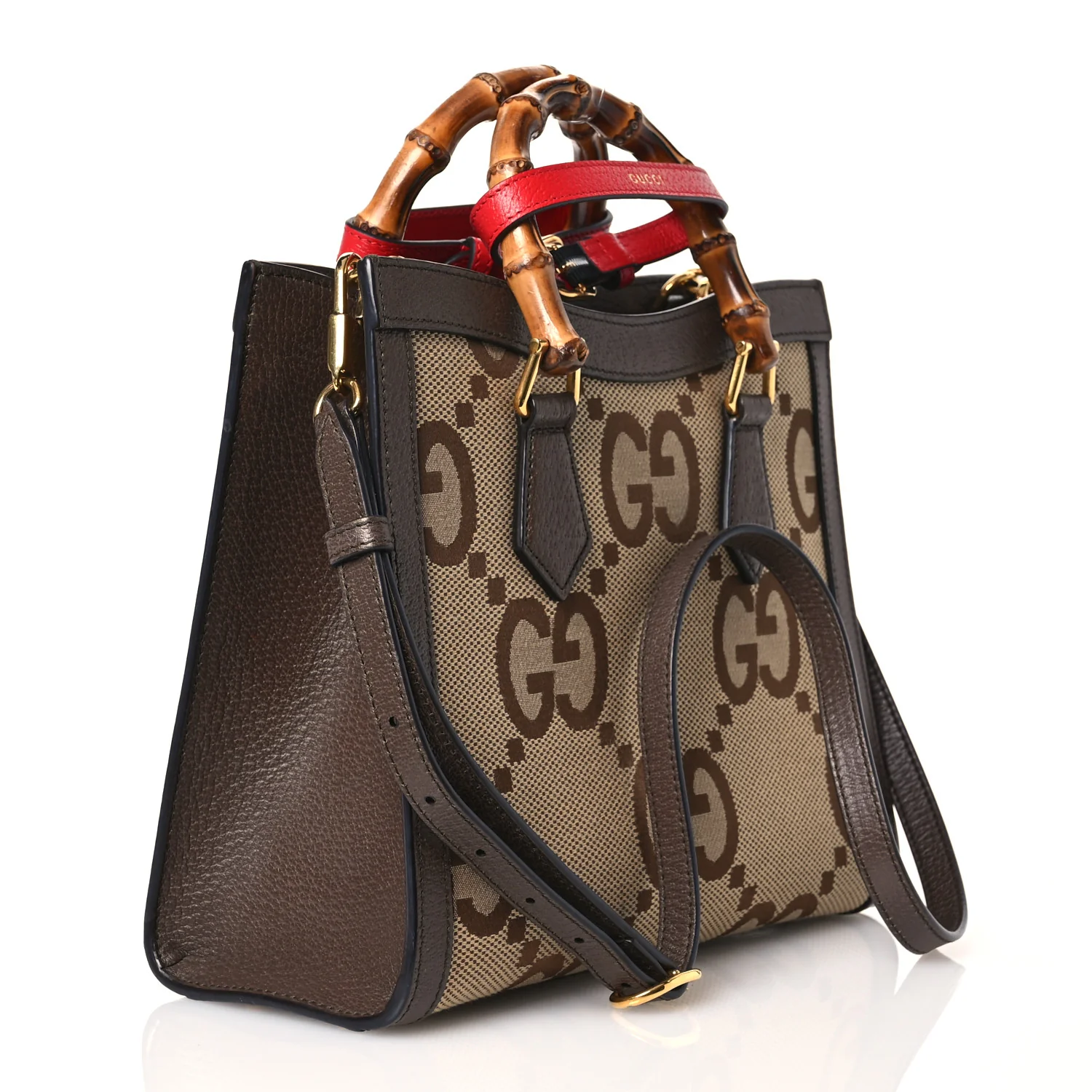 Monogram Jumbo GG Textured Dollar Calfskin Small Diana Tote Bag Camel Ebony New Acero - Top Club