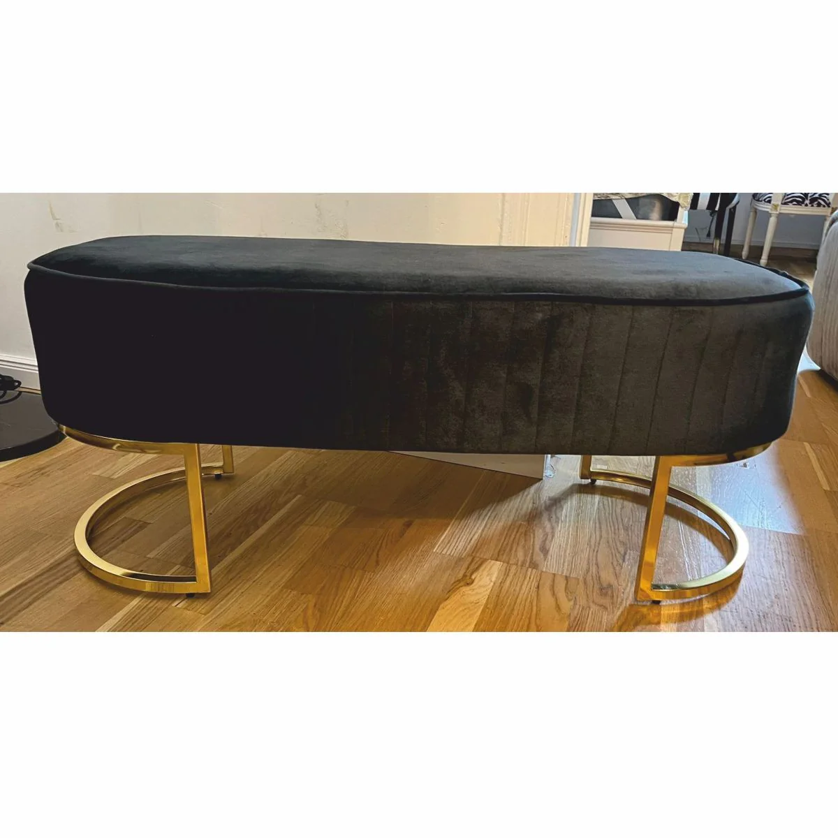 Luxury bench black / gold 120 cm - luxury furniture