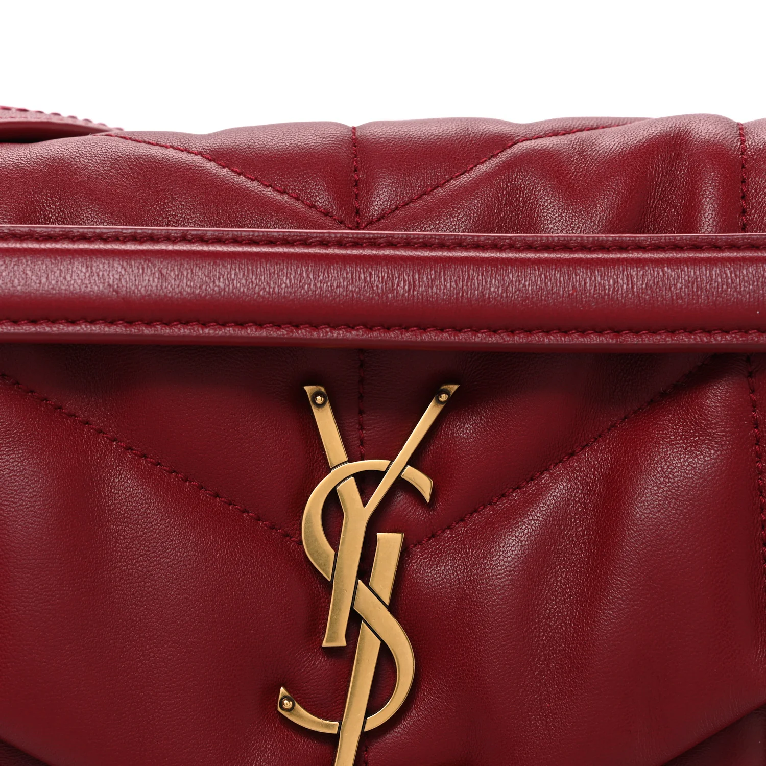 Lambskin Quilted Small Loulou Puffer Monogram Chain Satchel Red - Top Club
