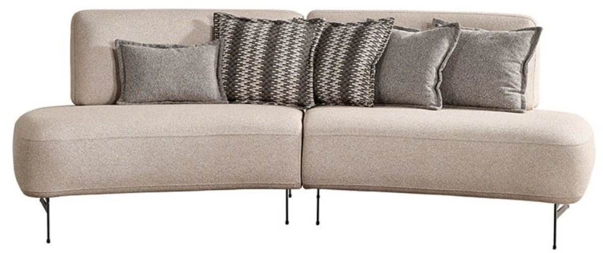 Luxury sofa with adjustable backrests beige / black 240 cm