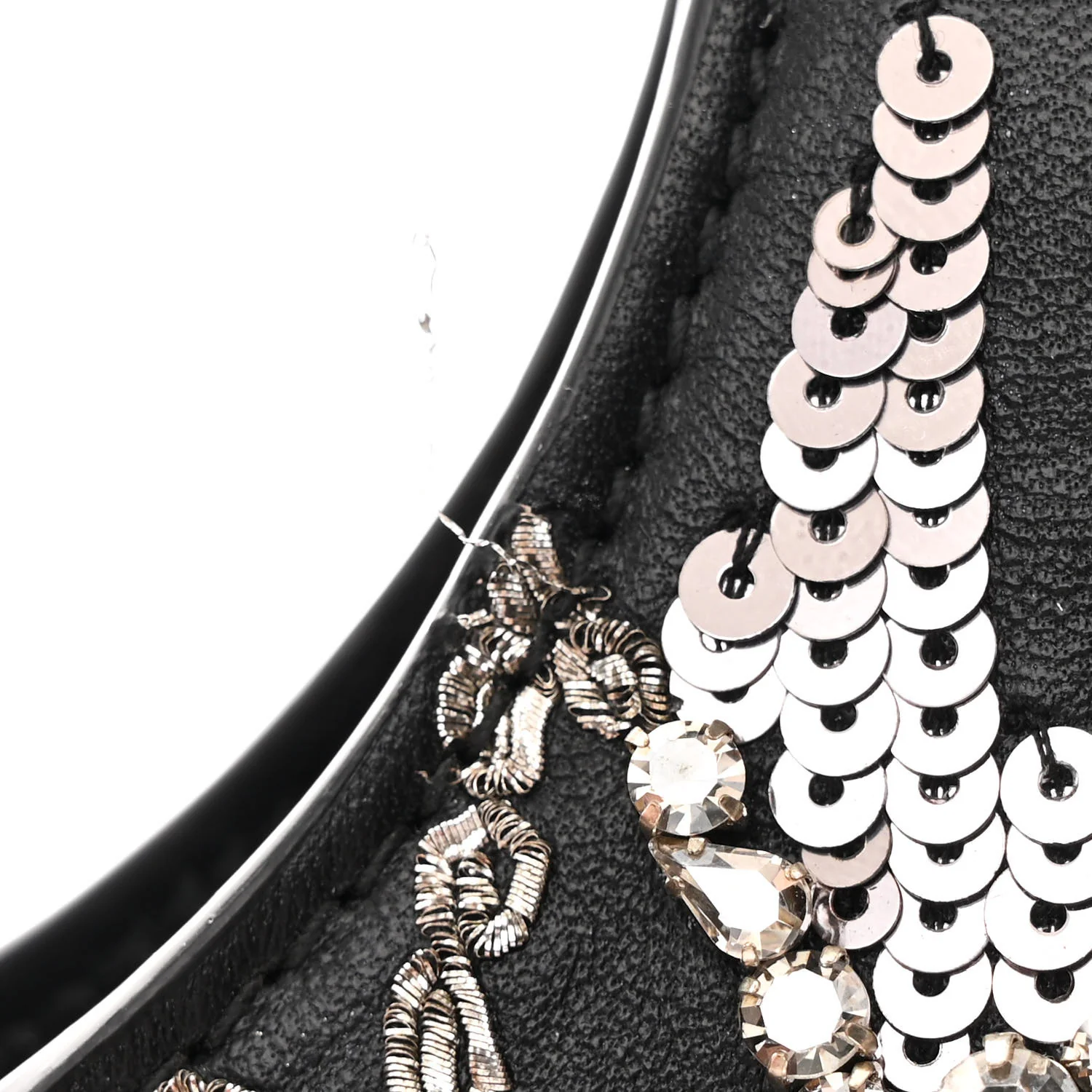 Lambskin Embellished Crystal Mini T-Bar Bag Black - Top Club