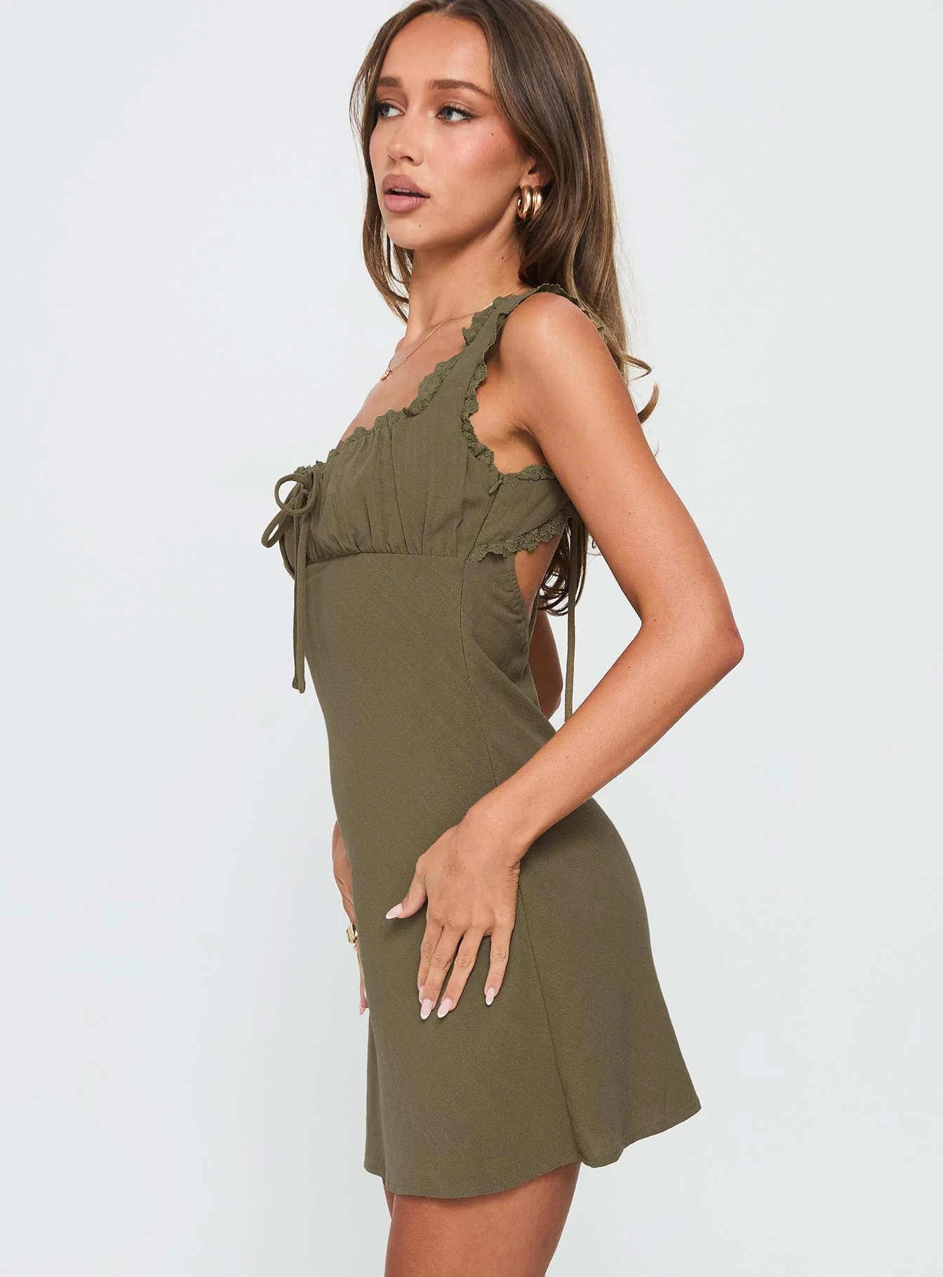 Lillette Frill Mini Dress Olive