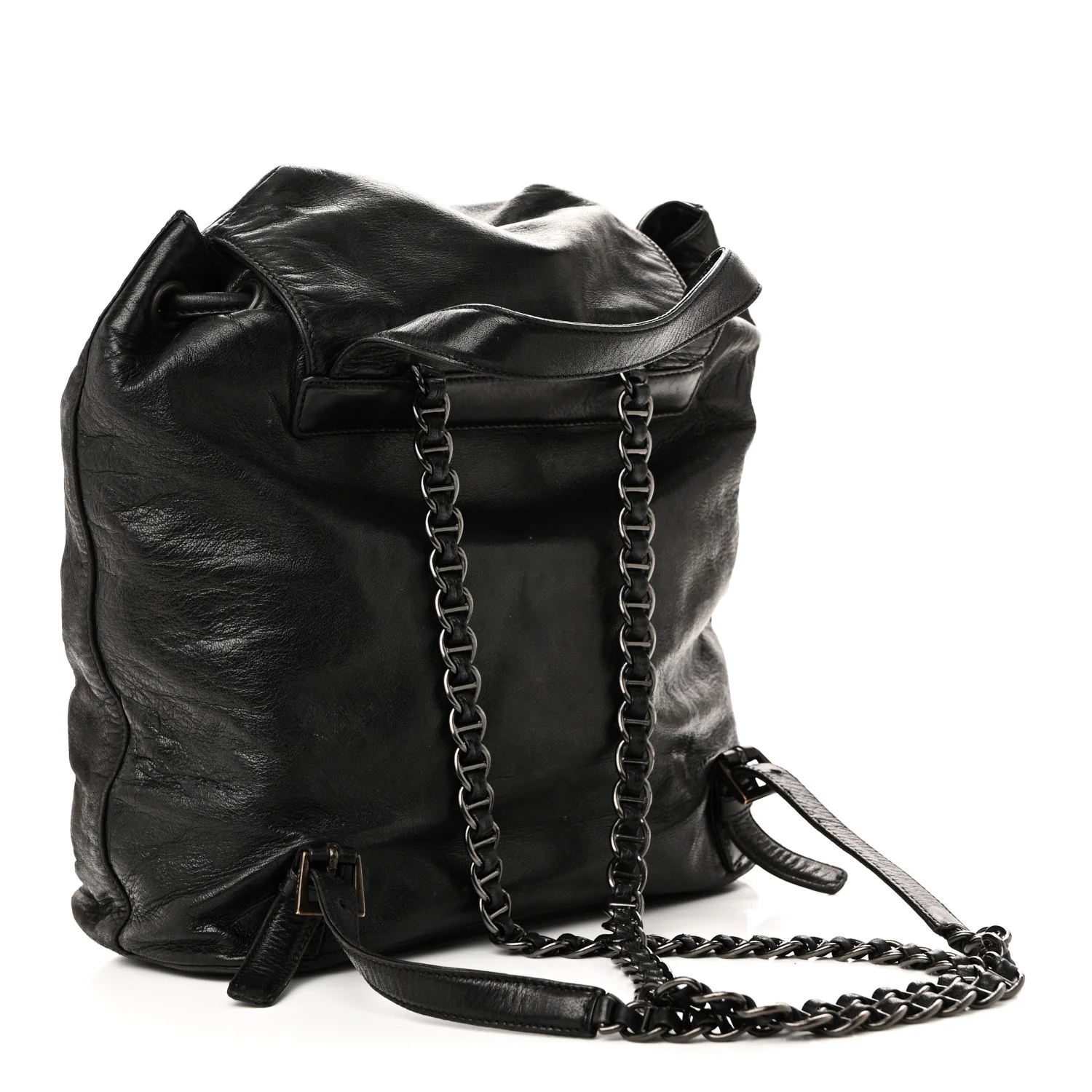 Soft Calfskin Cinch Backpack Black - Top Club