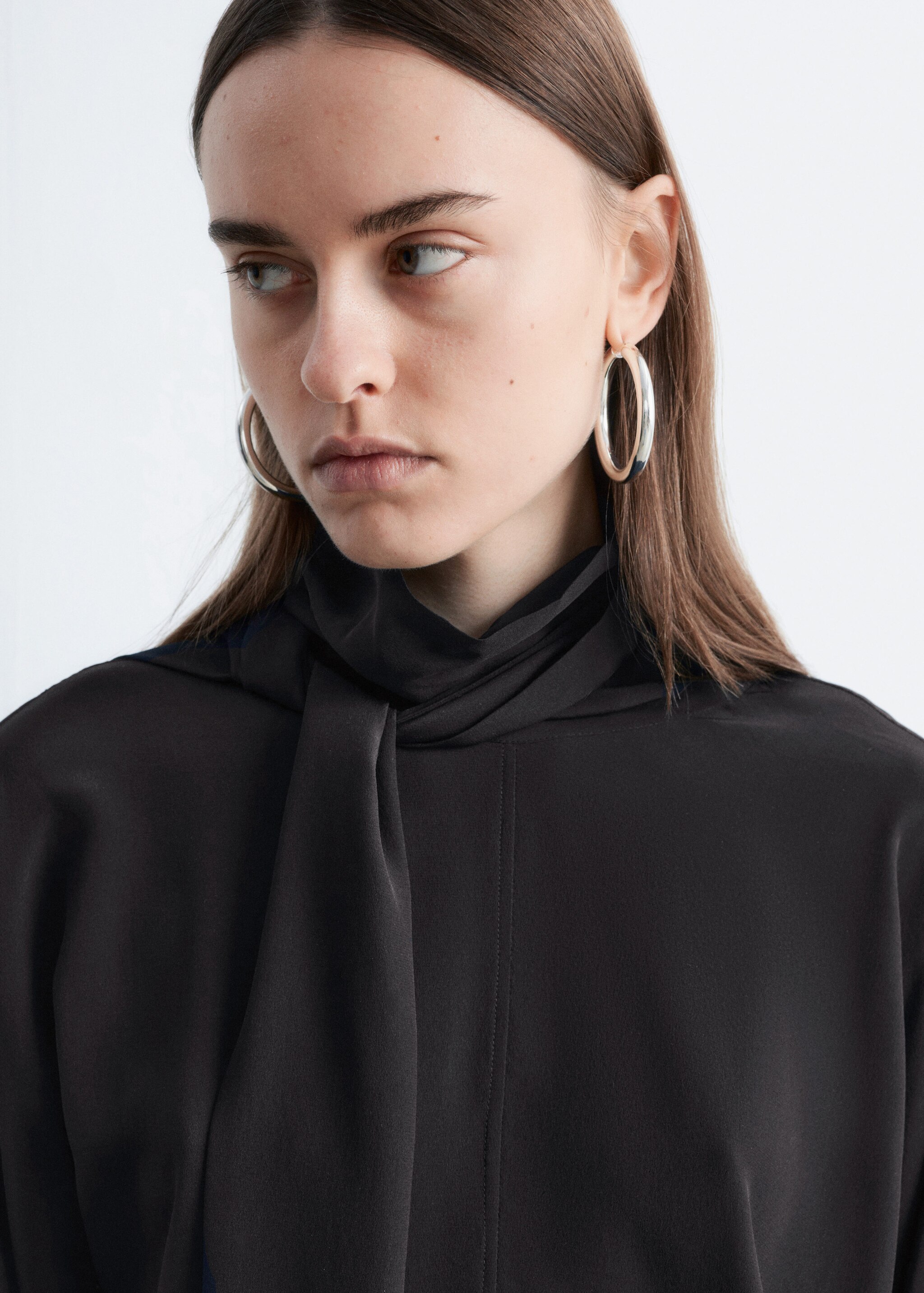 & Other Stories BOW-COLLAR SILK MINI DRESS