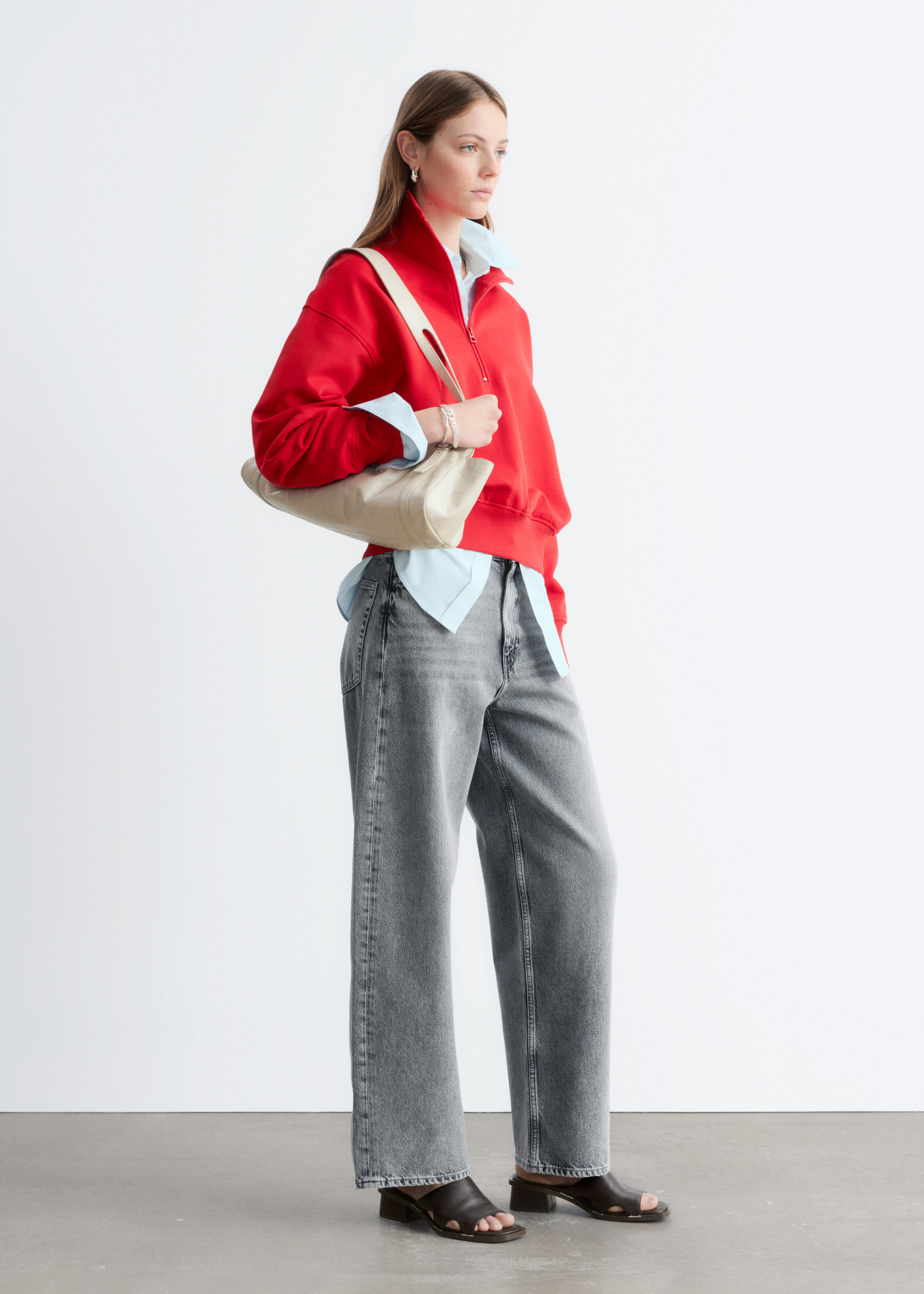 & Other Stories FUNNEL-NECK ZIP-UP SWEATSHIRT